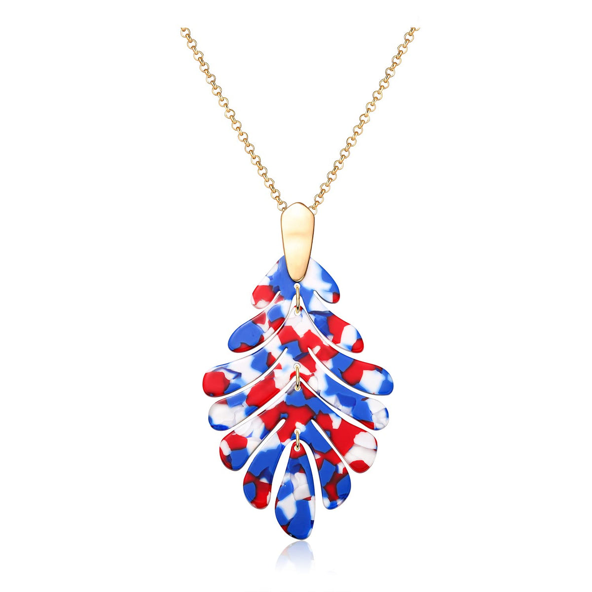 Acrylic Pendant necklace Earrings – Long Statement Leaf Charm Necklace Tortoise Resin Palm Leaf Earrings Fashion Necklaces Earrings for Women