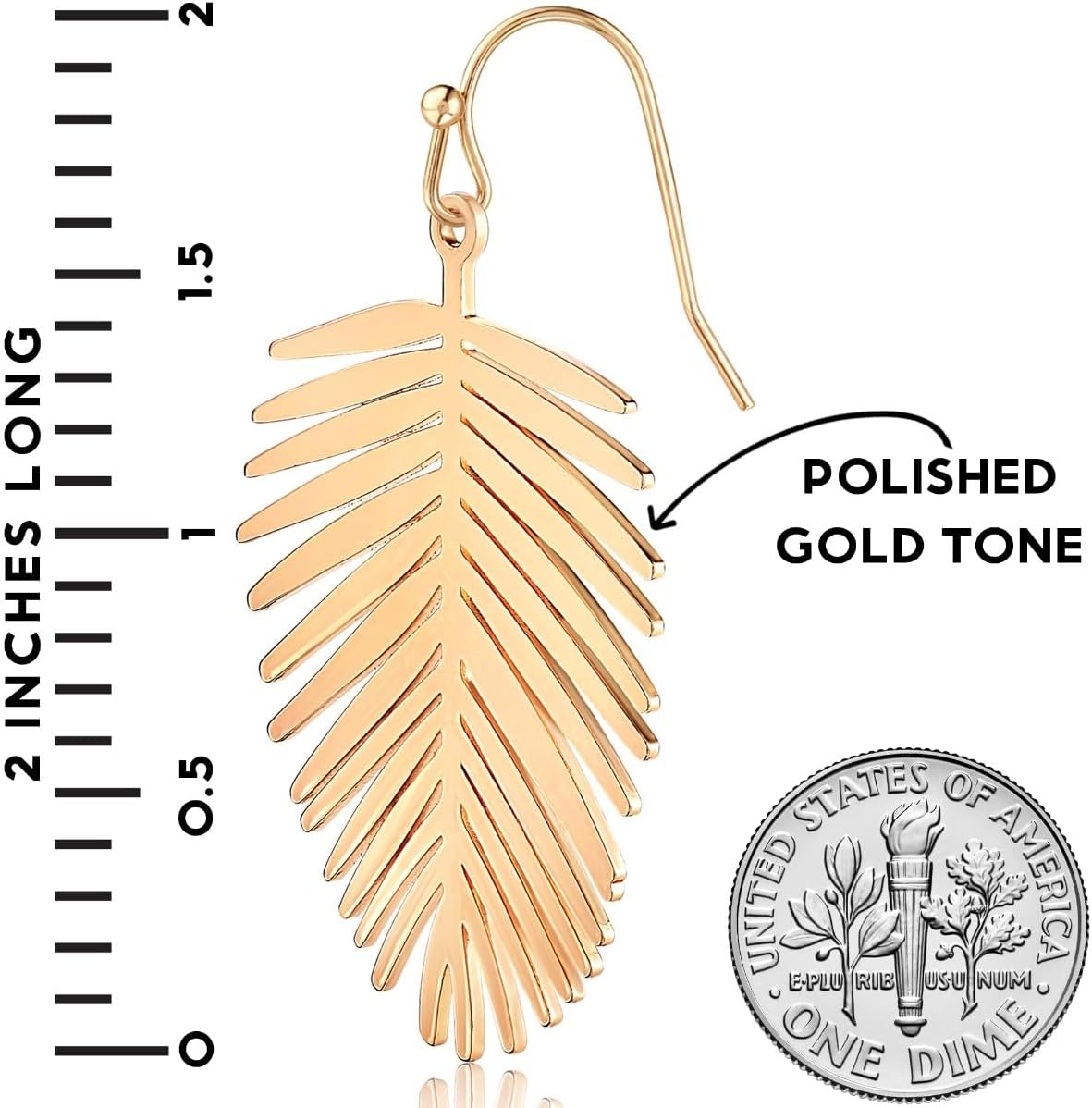 Palm Leaf Earrings for Women - Boho Tropical Dangle Earrings | Plated in Gold Tone or Silver Tone