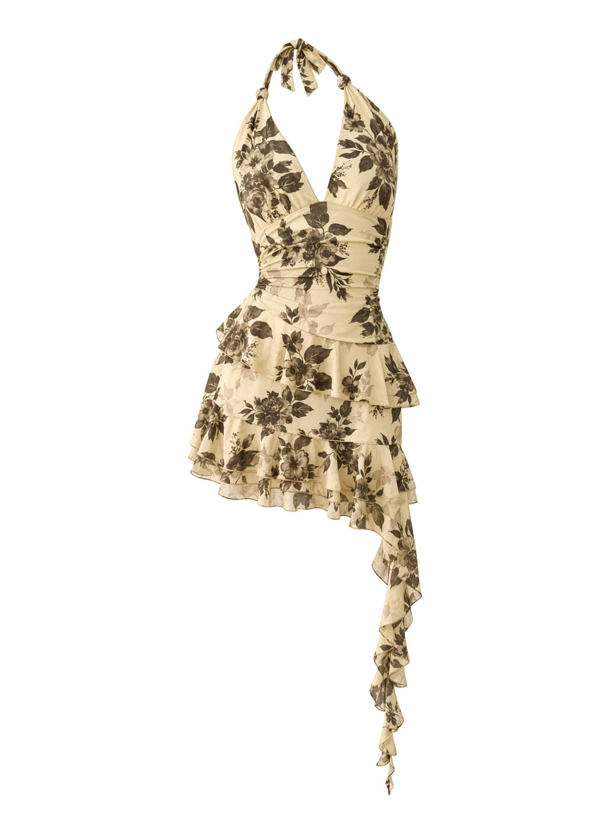 Verdusa Women's Y2k Halter Mini Dress Sexy Asymmetrical Concert Dresses | Tropical Dresses for Women, Going Out Dresses, Wedding Guest Dress, Floral Dress, Mesh Dress