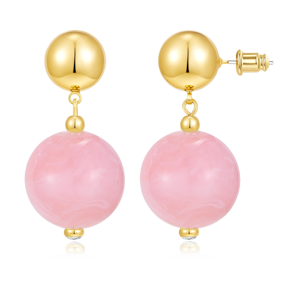 14K Gold Plated Chunky Beaded Earrings for Women Trendy Dangle Statement Stud Earring Dainty Summer Beach Womens Earings Big Boho Charm Jewelry Vacation Gift