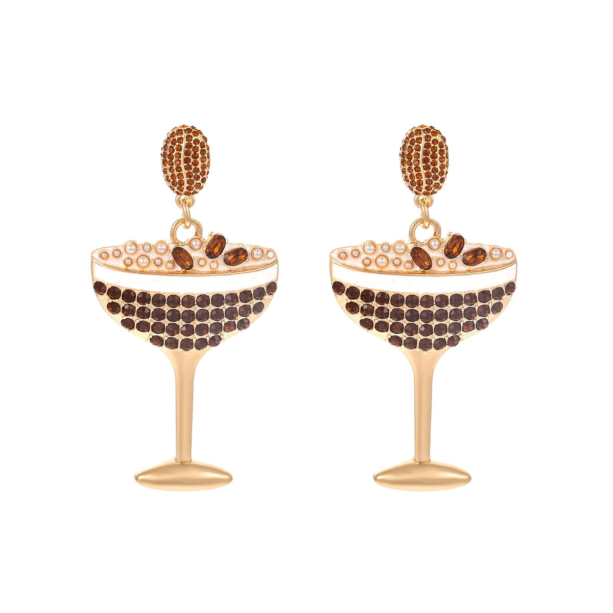 Cute Dangle Earrings for Women | Trendy Fun Statement Cocktail Earrings Rhinestone Epoxy Pearls Stones Martini Bloody Mary Mojito Lemonade Jewelry for Women