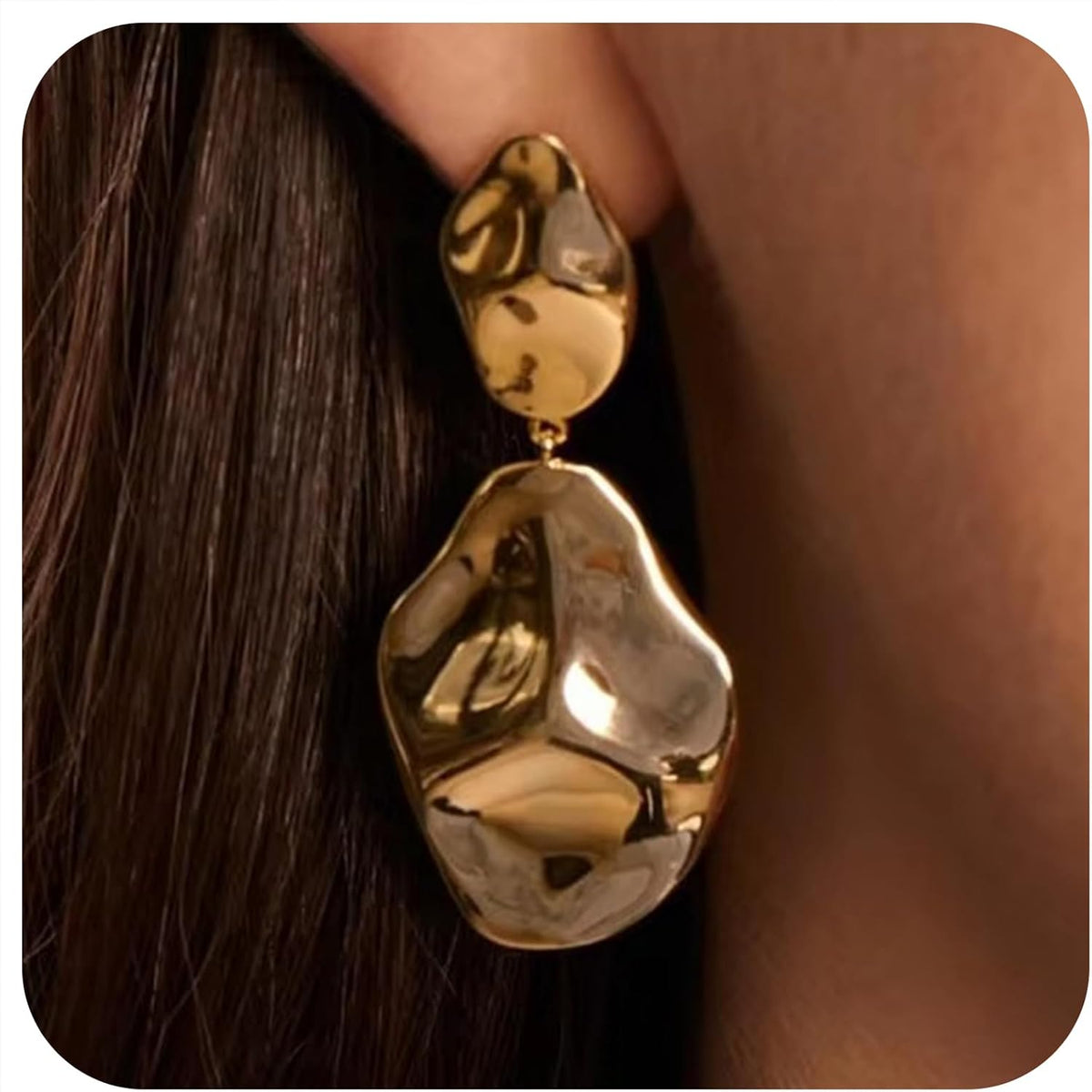 Chunky Gold Statement Earrings for Women, Starfish and Shell Drop Dangle Jewelry, Hypoallergenic Beach Vacation Accessories, Trendy Gold Chunky Earrings.