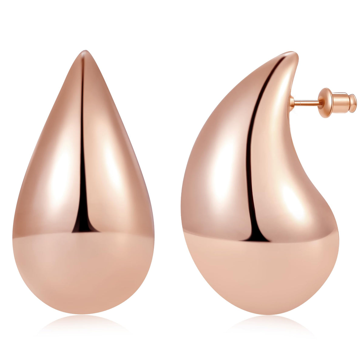 Teardrop Earrings for Women, 14K Gold Plated Chunky Drops | Hypoallergenic Chunky Drop Earrings with 925 Sterling Silver Post, Lightweight Puffy Teardrop Design, Jewelry Gift for Women