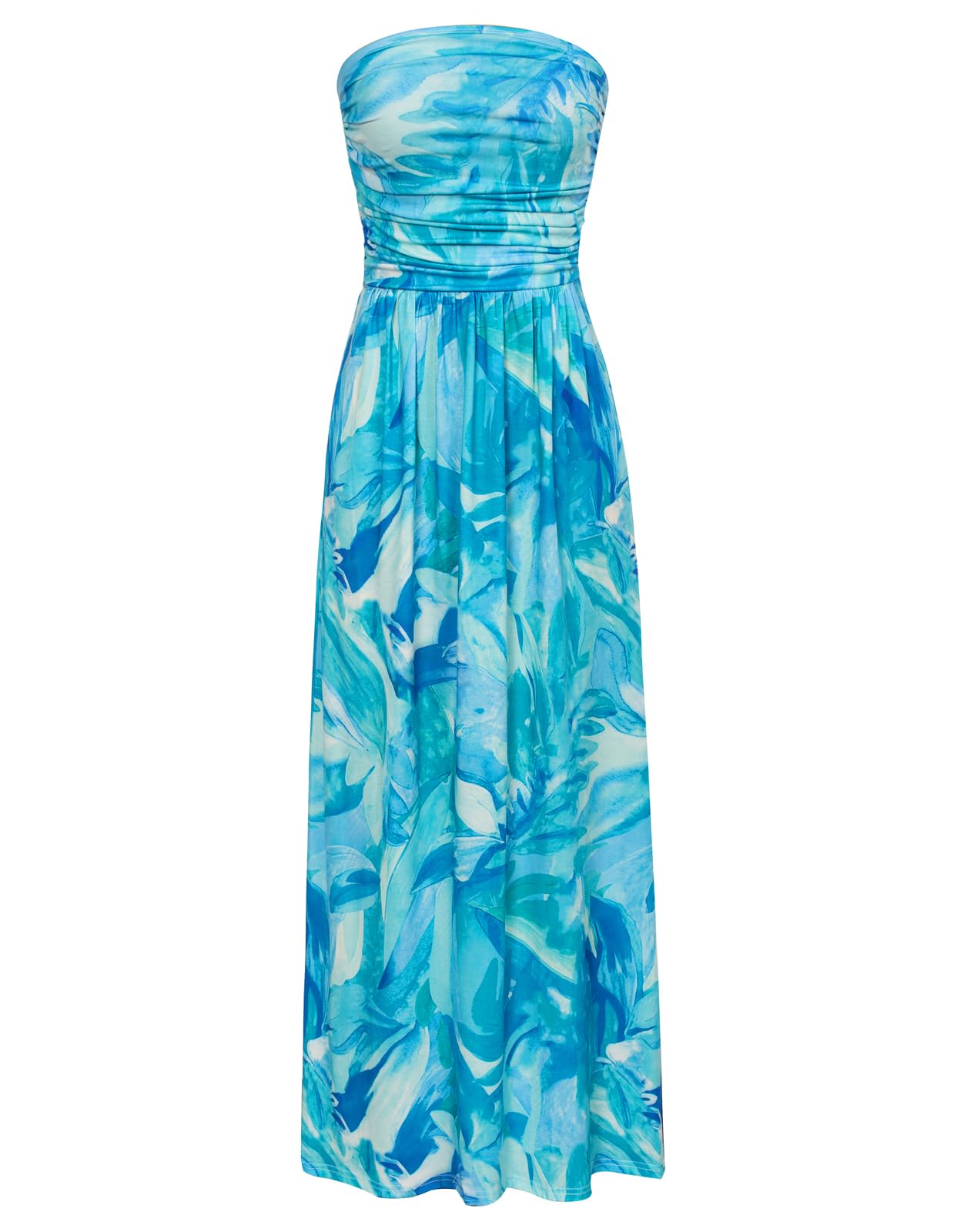 GRACE KARIN Women Strapless Dress Casual Loose Ruched Long Maxi Dress with Pockets