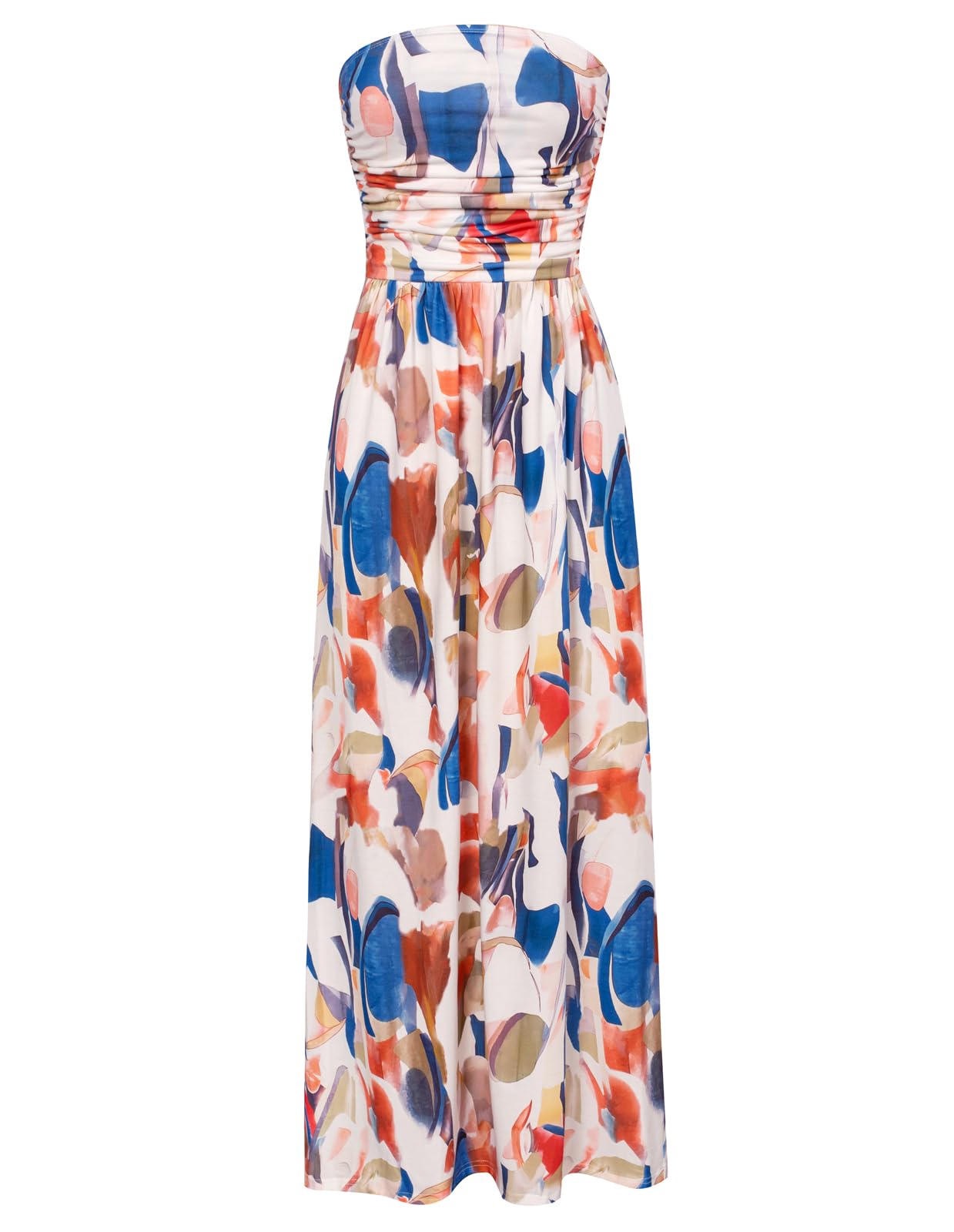 GRACE KARIN Women Strapless Dress Casual Loose Ruched Long Maxi Dress with Pockets