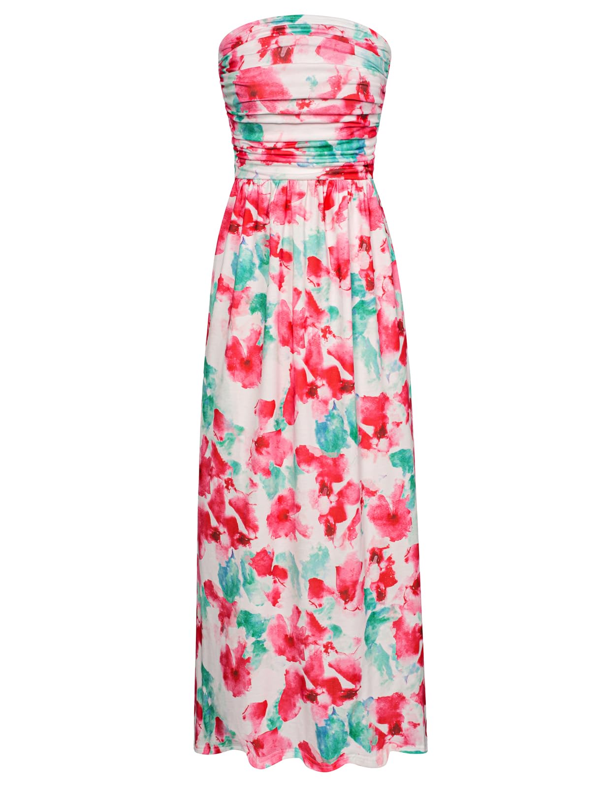 GRACE KARIN Women Strapless Dress Casual Loose Ruched Long Maxi Dress with Pockets