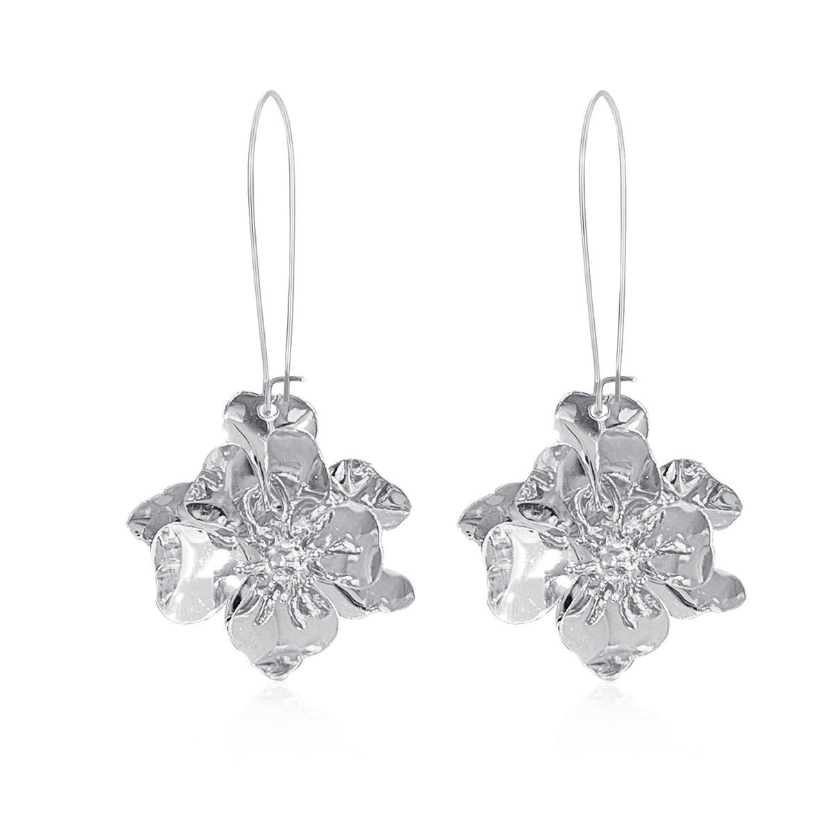Bohemian Daisy Flower Matte Floral Long Petal Drop Dangle Earrings Layered Tiered for Women Chic Boho Wedding Jewelry