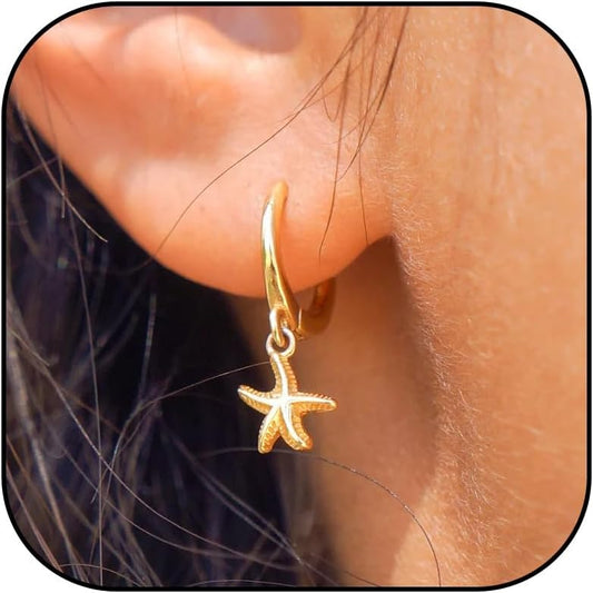 Starfish Earrings Beach Jewelry for Women Seashell Pearl Drop Earrings Summer Accessories Tropical Vacation Outfits Beach Vacation Clothes Dresses