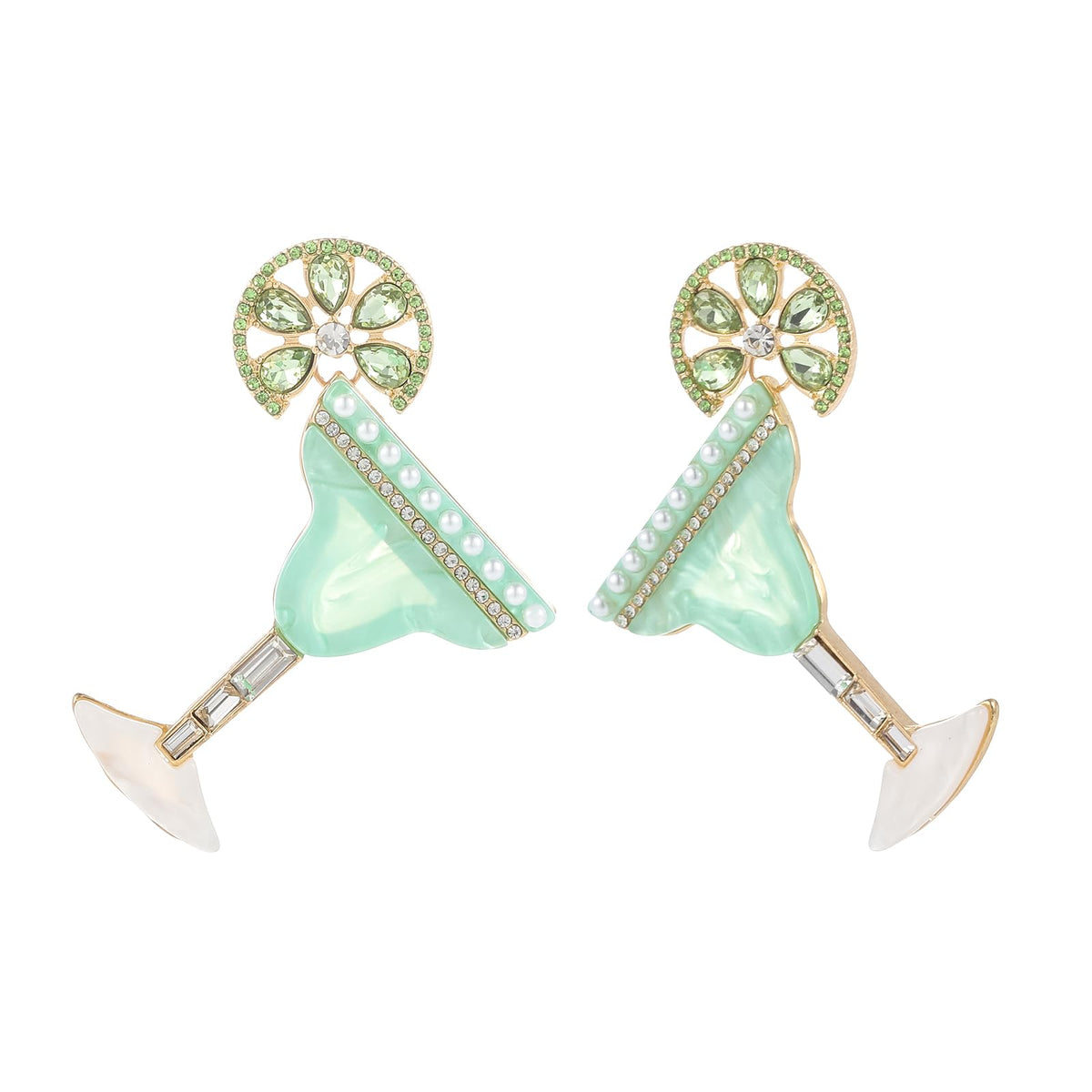 Cute Dangle Earrings for Women | Trendy Fun Statement Cocktail Earrings Rhinestone Epoxy Pearls Stones Martini Bloody Mary Mojito Lemonade Jewelry for Women