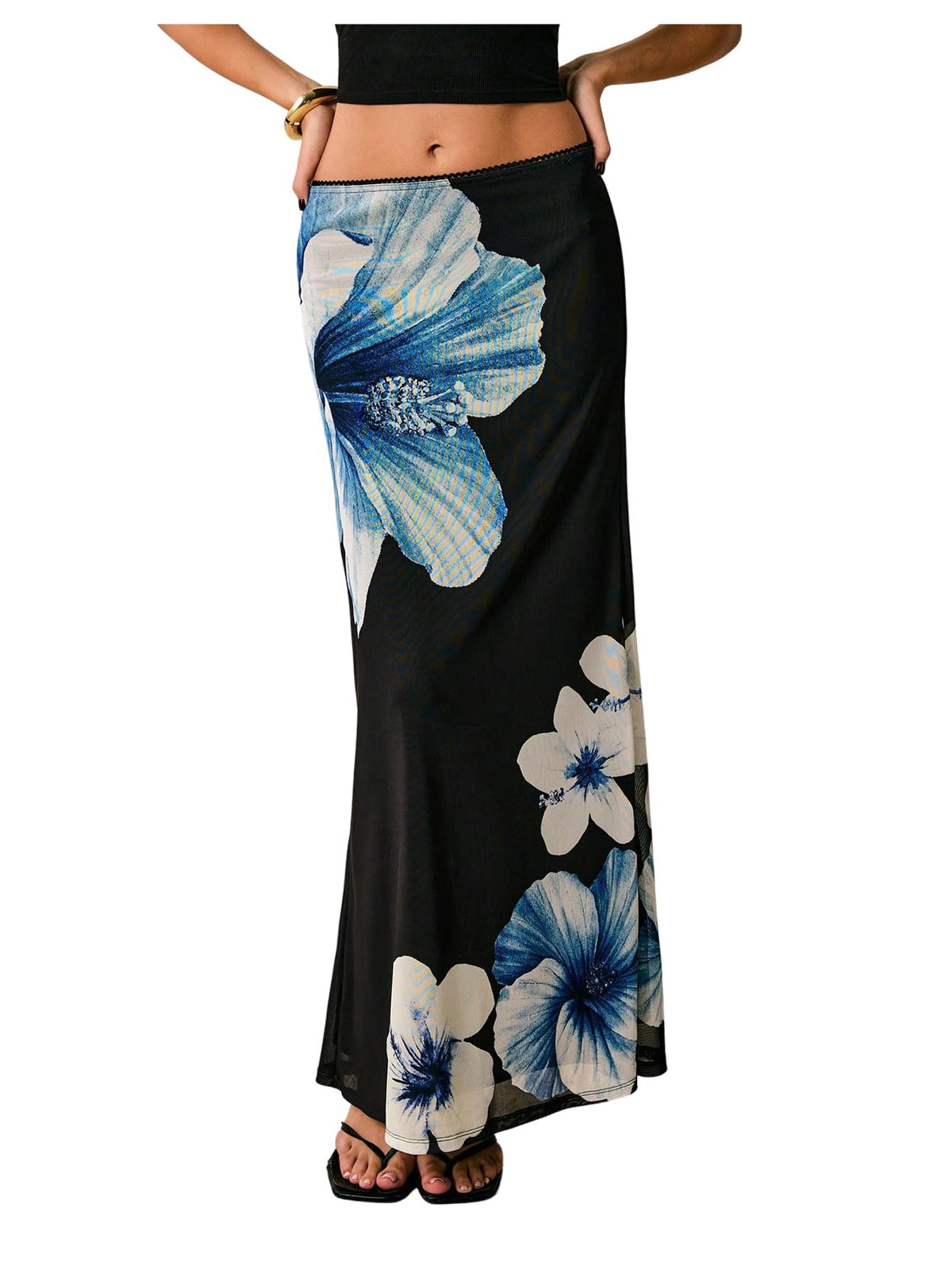 MakeMeChic Women's Long Maxi Skirt Beach Sheer Mesh Skirt | Flowy Skirt, Long Skirt, Beach Skirt, Floral Skirt, Brunch Outfits, Date Night Outfits