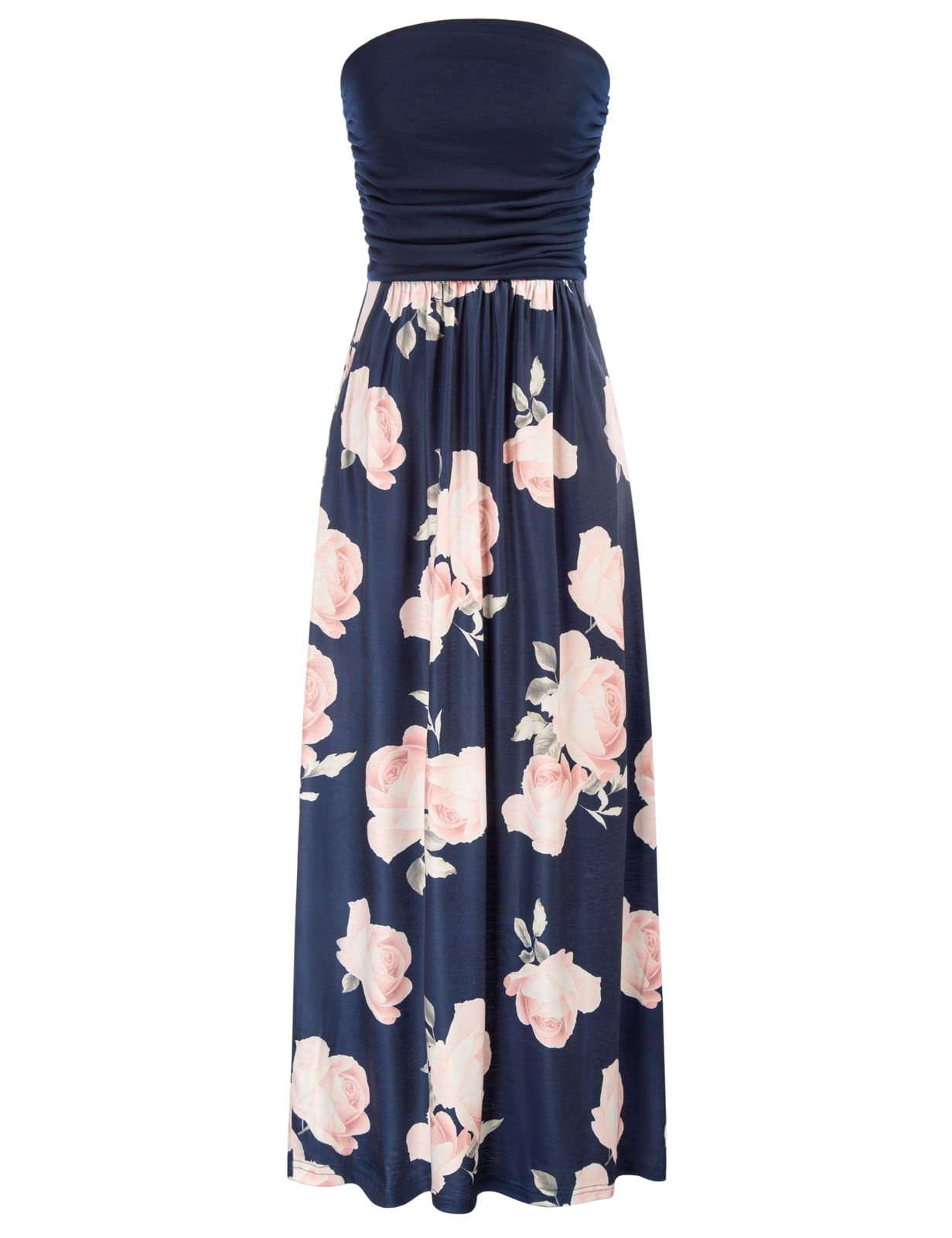 GRACE KARIN Women Strapless Dress Casual Loose Ruched Long Maxi Dress with Pockets