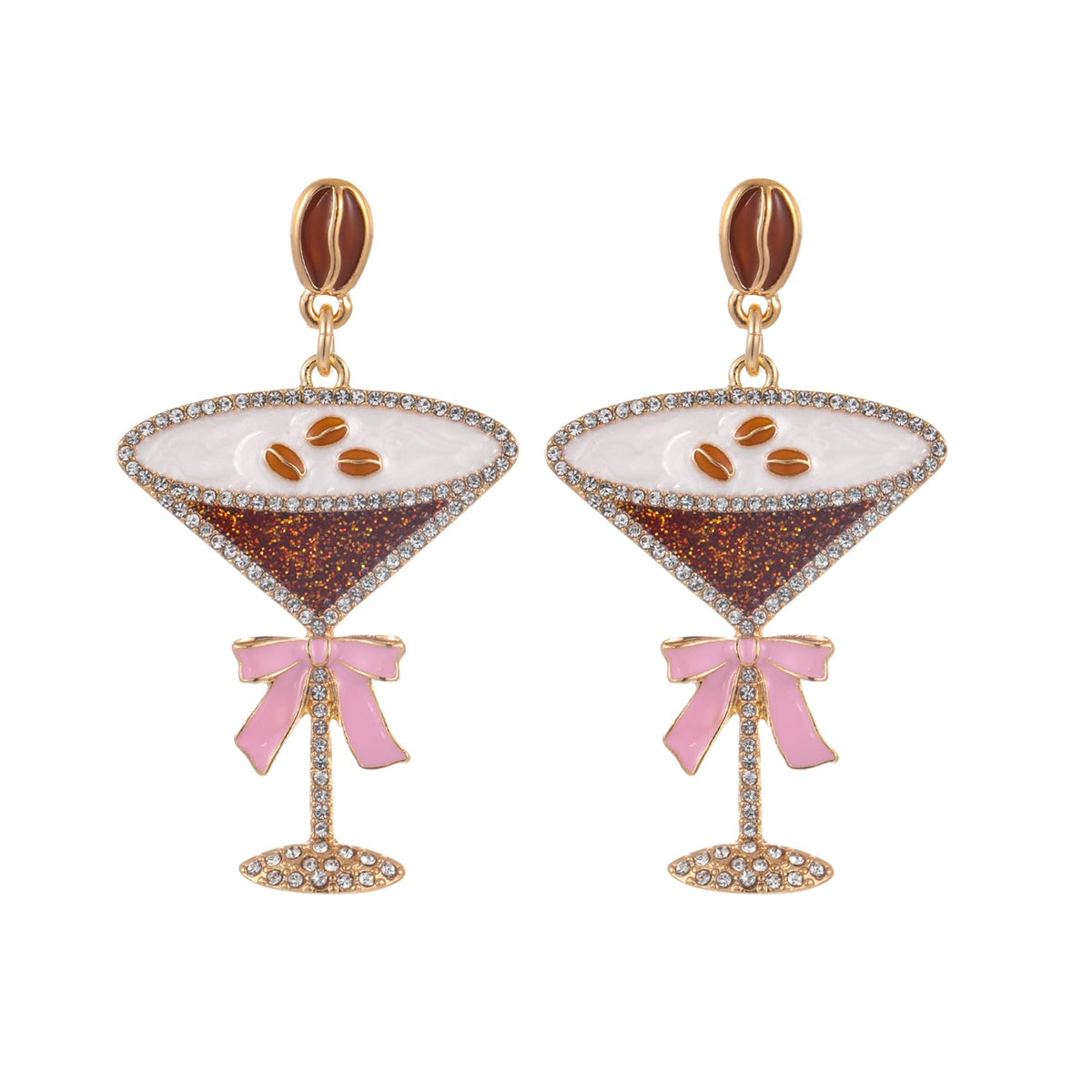 Cute Dangle Earrings for Women | Trendy Fun Statement Cocktail Earrings Rhinestone Epoxy Pearls Stones Martini Bloody Mary Mojito Lemonade Jewelry for Women
