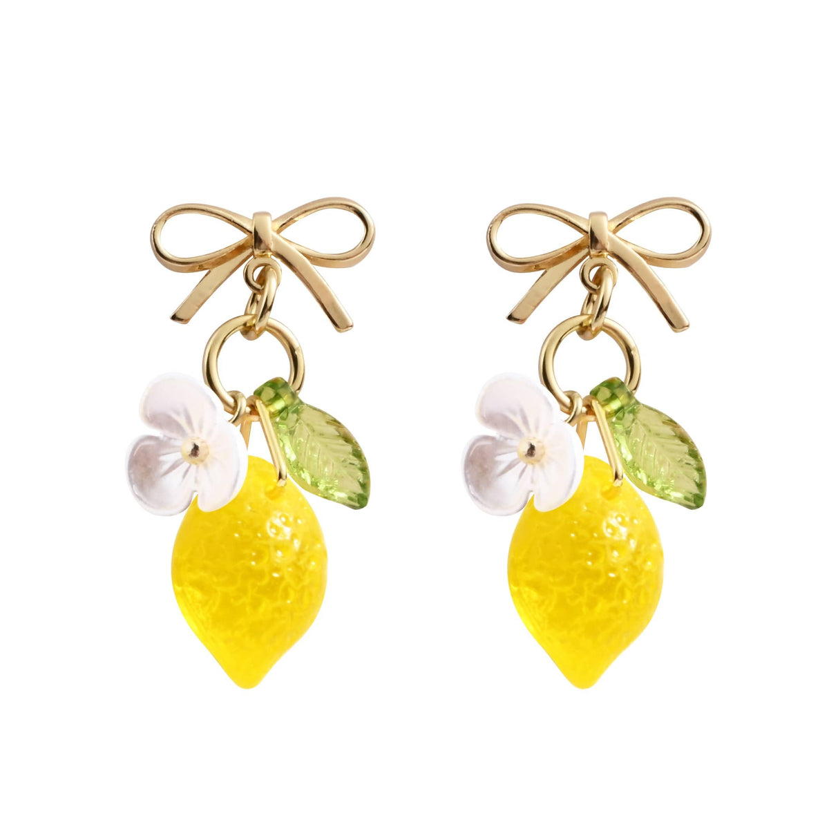 Orange Lemon Strawberry Imported Czech Glass Beads Earrings Handmade Bowtie Fruits Dangling Stud Earrings For Women