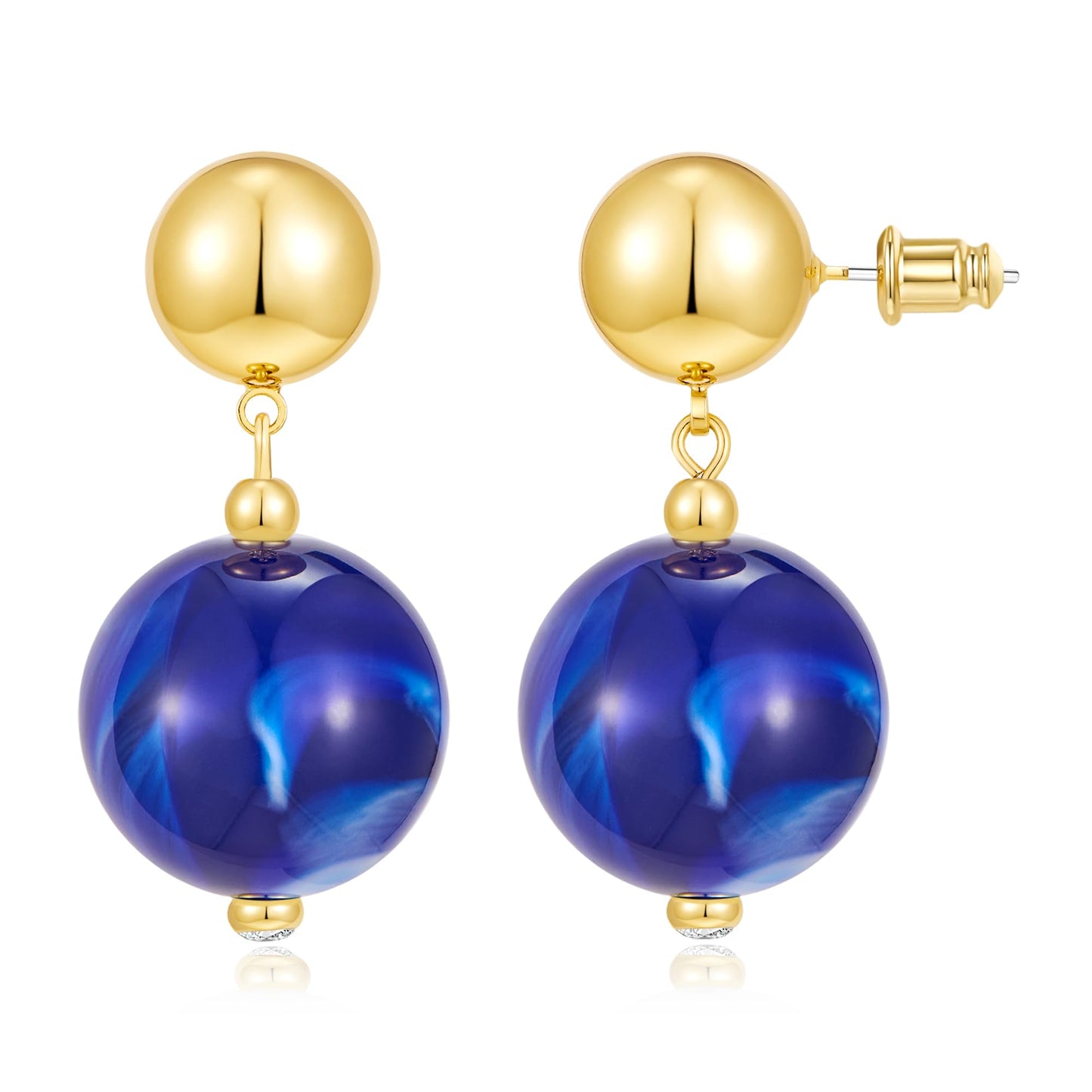 14K Gold Plated Chunky Beaded Earrings for Women Trendy Dangle Statement Stud Earring Dainty Summer Beach Womens Earings Big Boho Charm Jewelry Vacation Gift