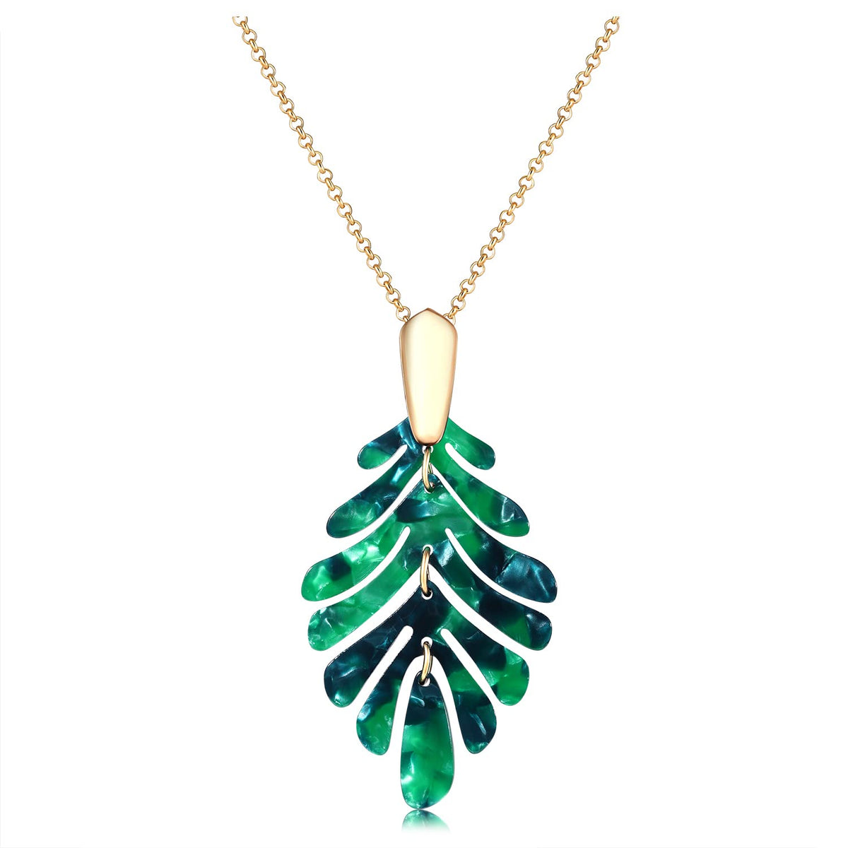 Acrylic Pendant necklace Earrings – Long Statement Leaf Charm Necklace Tortoise Resin Palm Leaf Earrings Fashion Necklaces Earrings for Women