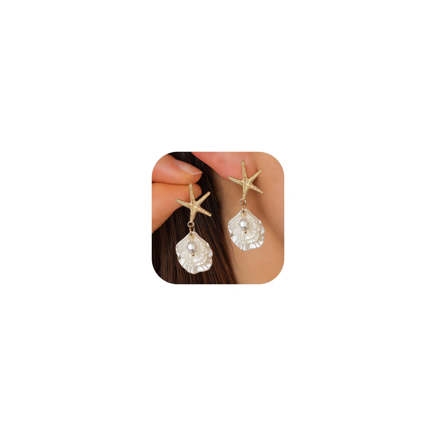 Starfish Earrings Gold Shell Dangle Earrings Women Beach Fashion Summer Beach Vacation Essentials Outfits for Women Beachy Ocean Jewelry Gifts