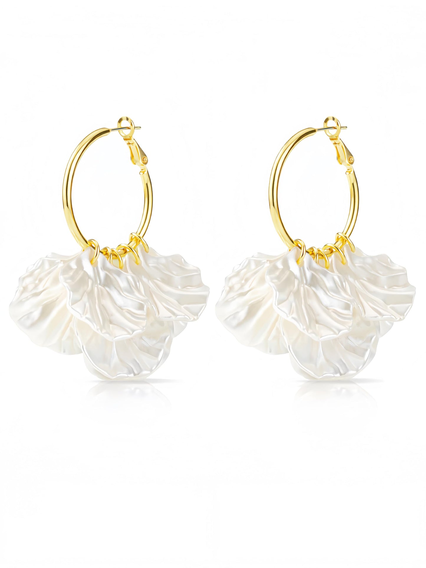 Beach Earrings for Women, Seashell & Starfish Pearl Studs for Summer, Gold Beach Jewelry, Dainty Coastal Summer Vacation Ocean Style, Lightweight Hypoallergenic