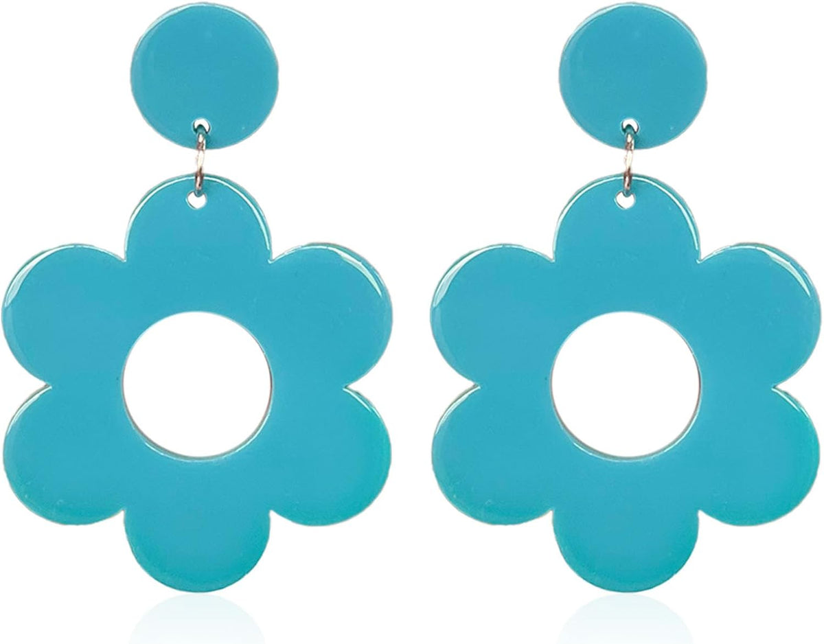 YUNXI Acrylic Flower Earrings Daisy Drop Dangle For Women Y2k Resin Floral Studs 60/70s Retro Flowers Earrings