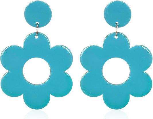 YUNXI Acrylic Flower Earrings Daisy Drop Dangle For Women Y2k Resin Floral Studs 60/70s Retro Flowers Earrings