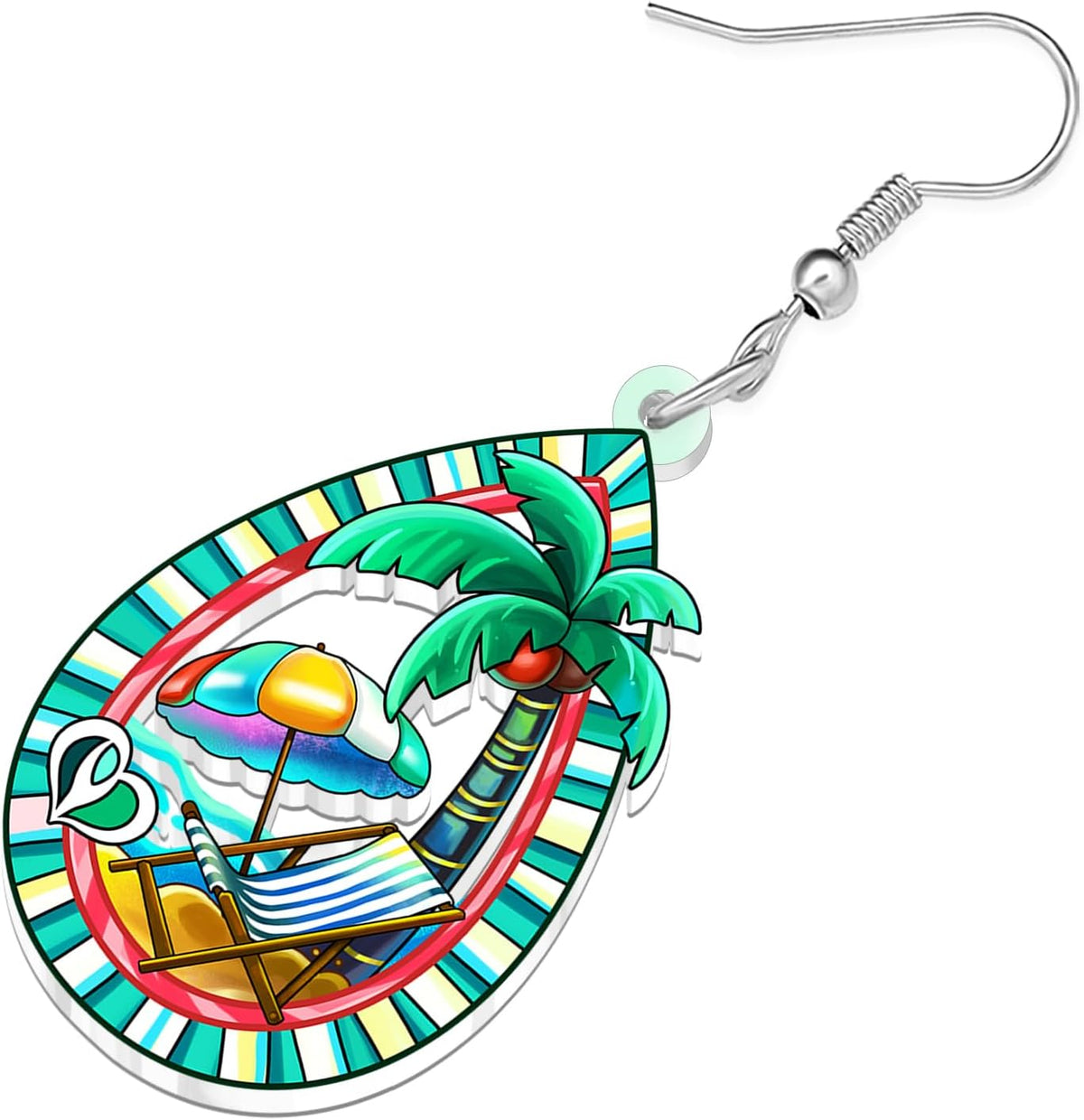 DUOWEI Acrylic Tropical Teardrop Dangle Earrings Beach Gifts for Beach Lovers Women, Hawaiian Palm Tree Statement Beachy Themed Jewelry for Vacation Accessories