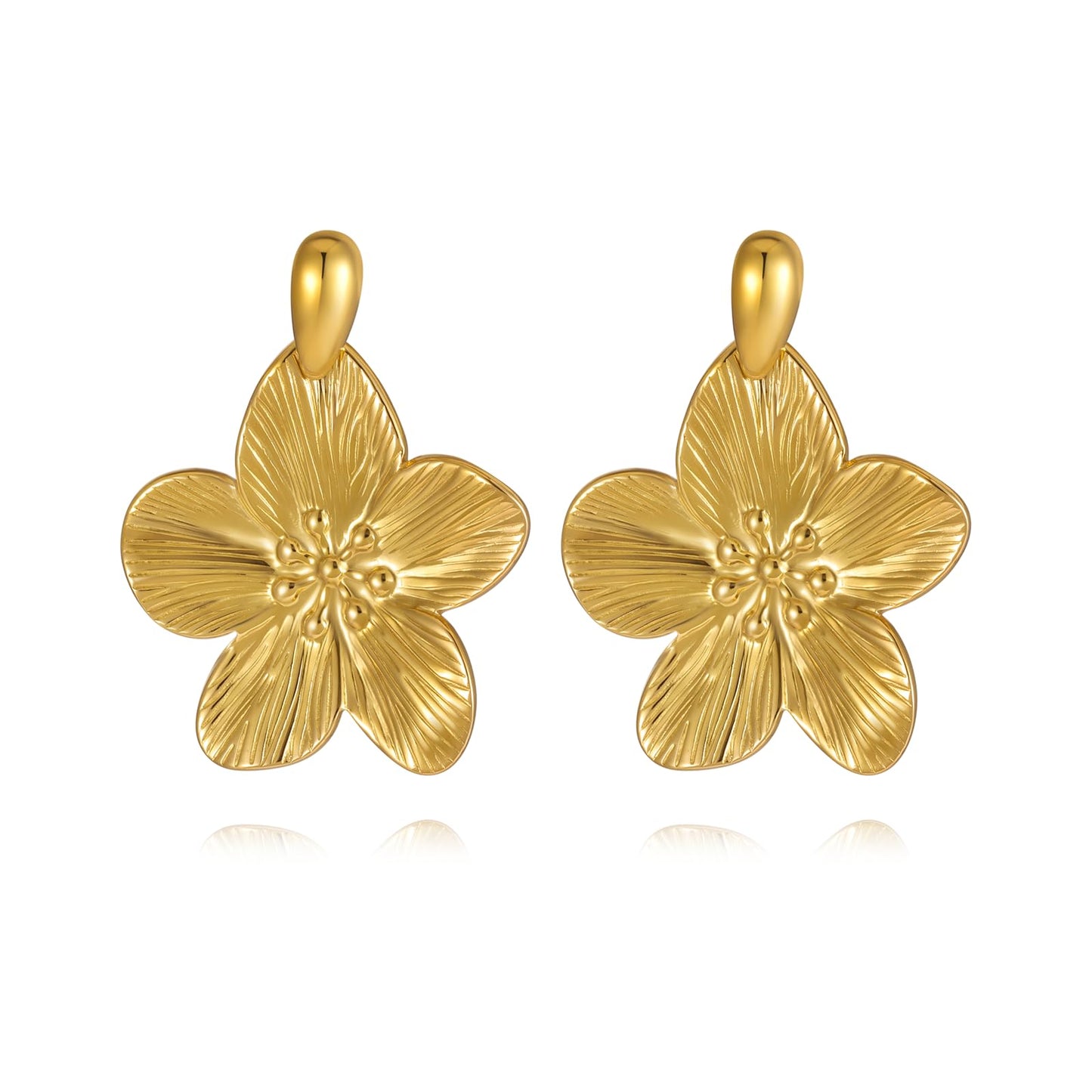 Gold Flower Statement Earrings for Women, Large Chunky Bohomian Summer Beach Floral Earring, Irregular Bold Exaggerated Earrings