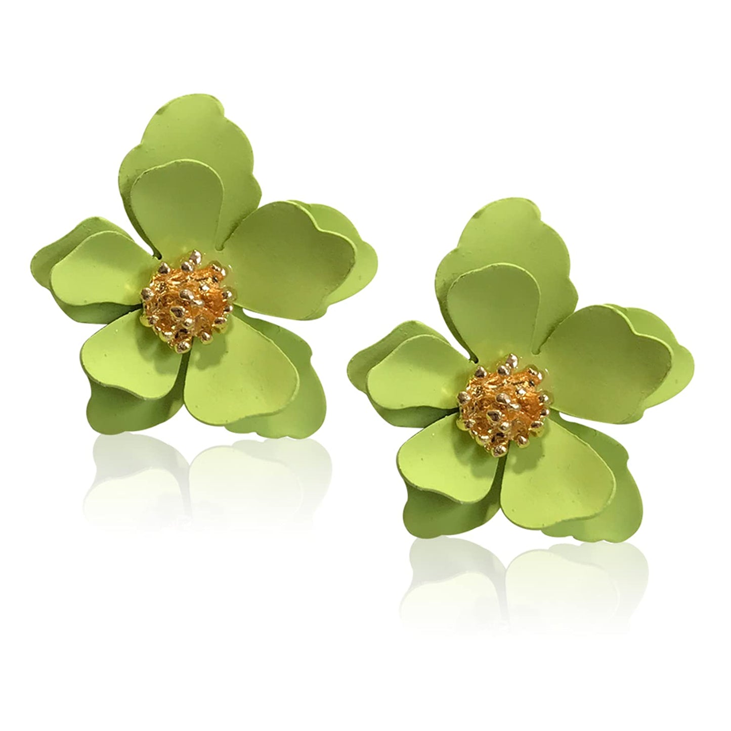 Boho Flower Stud Earrings with White Pearl - Daisy Dangle Drop Earrings with Gold Flower Bud