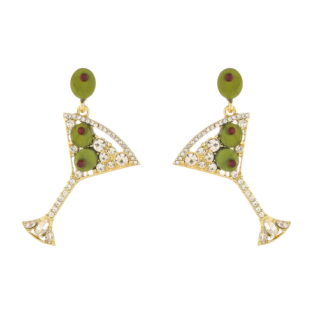 Cute Dangle Earrings for Women | Trendy Fun Statement Cocktail Earrings Rhinestone Epoxy Pearls Stones Martini Bloody Mary Mojito Lemonade Jewelry for Women
