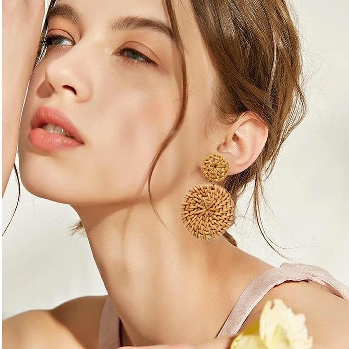 Vacation Statement Earrings for Women Acrylic Rattan Earrings | Summer Beach Earrings