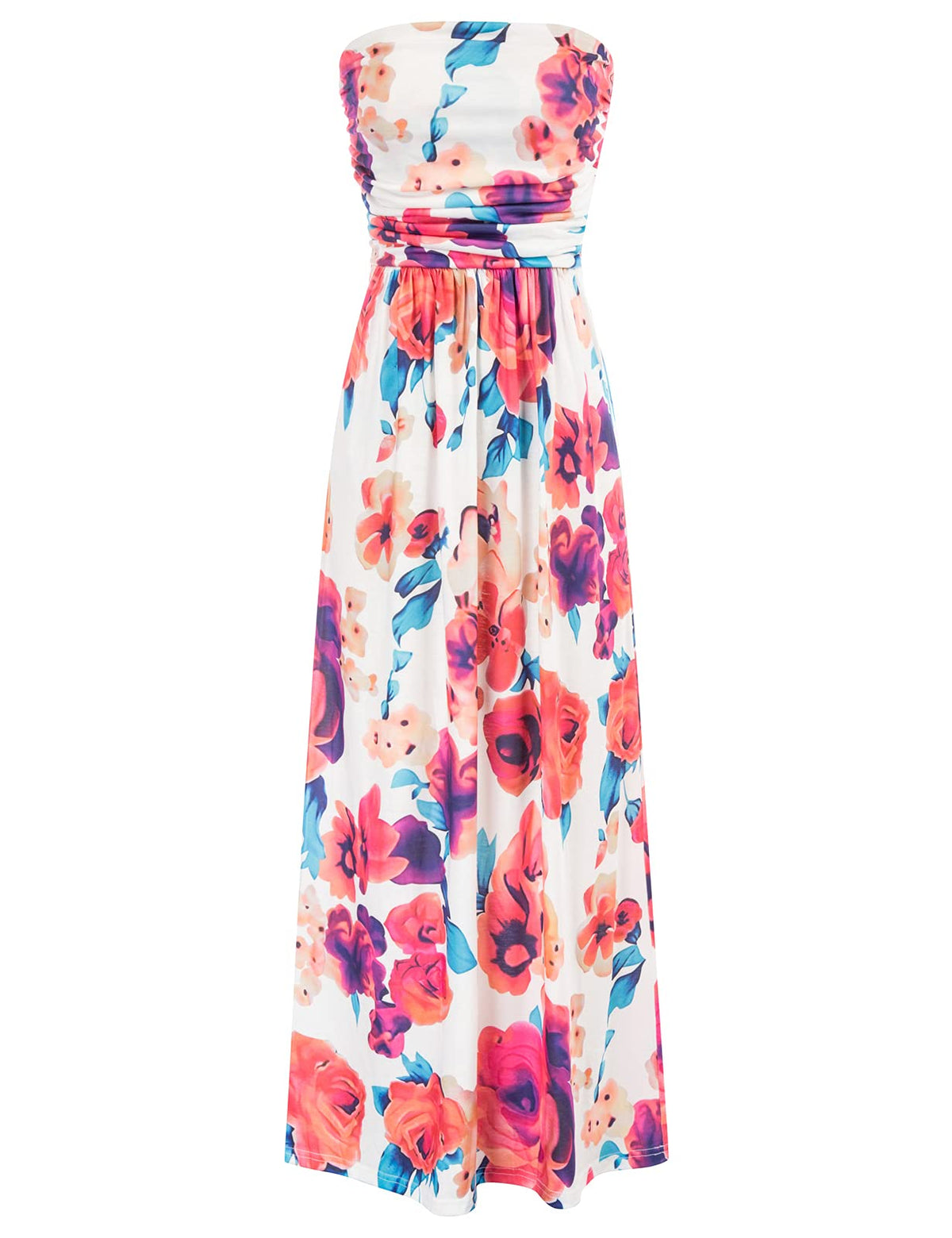 GRACE KARIN Women Strapless Dress Casual Loose Ruched Long Maxi Dress with Pockets