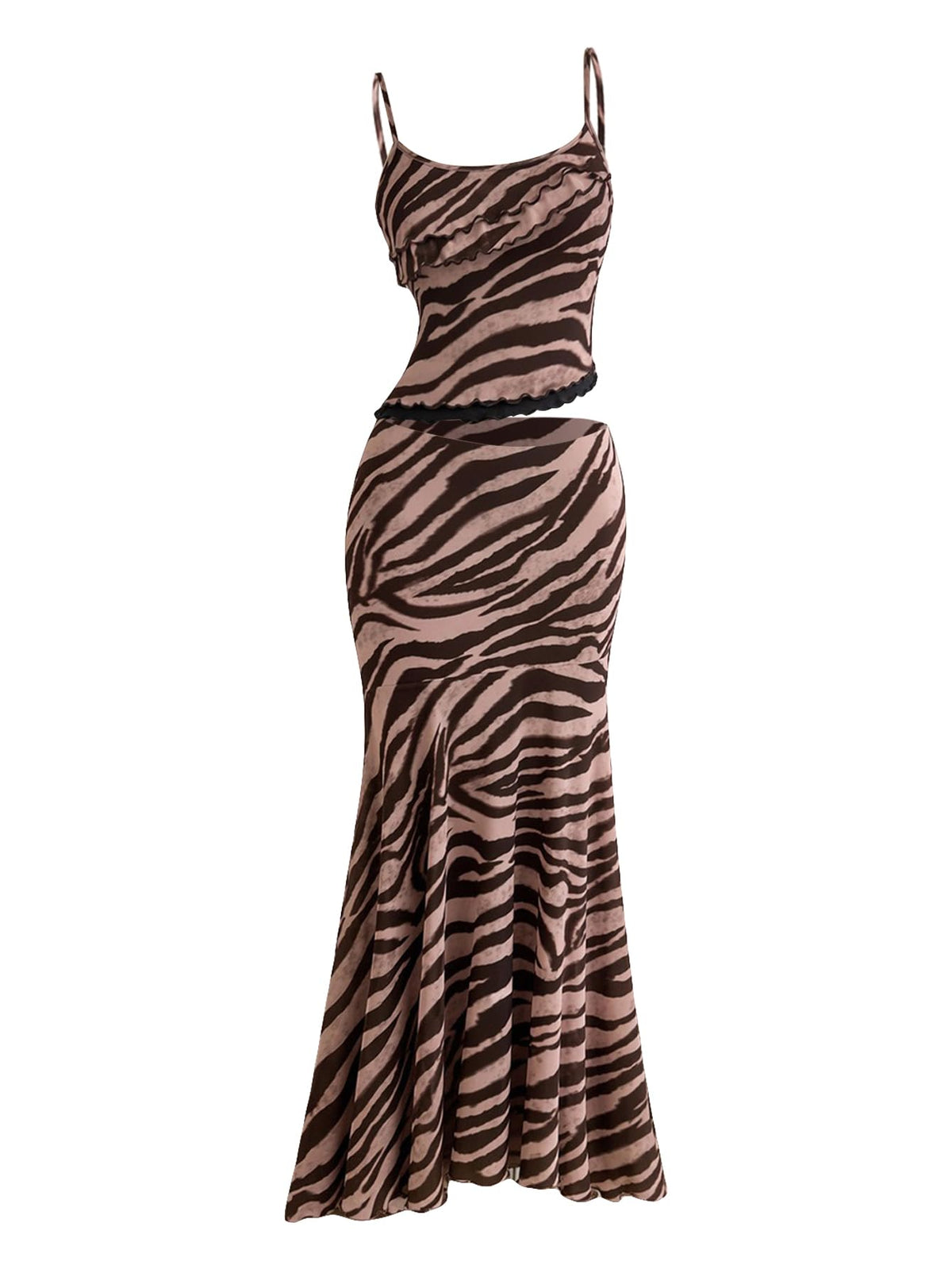 Verdusa Women's Skirt Sets 2 Piece Outfits Cami Top and Maxi Skirt Beach Vacation Spring Break