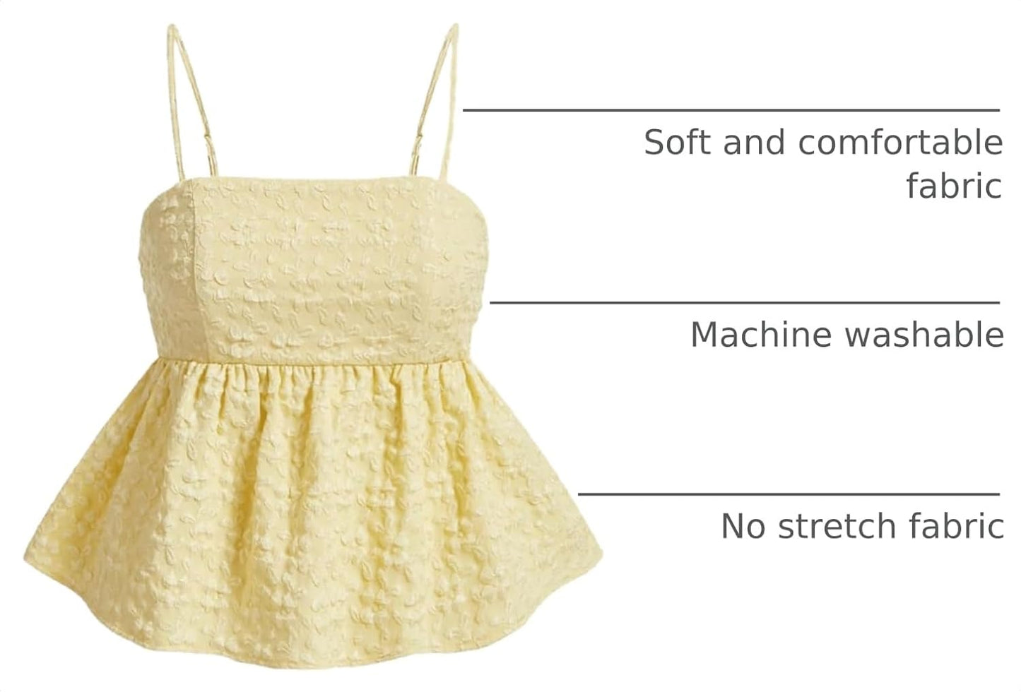 SOLY HUX Summer Babydoll Top for Women Y2k Peplum Cami Crop Tank Tops | Cute, Going Out Outfits, Flowy, Ruffle, Spaghetti Strap