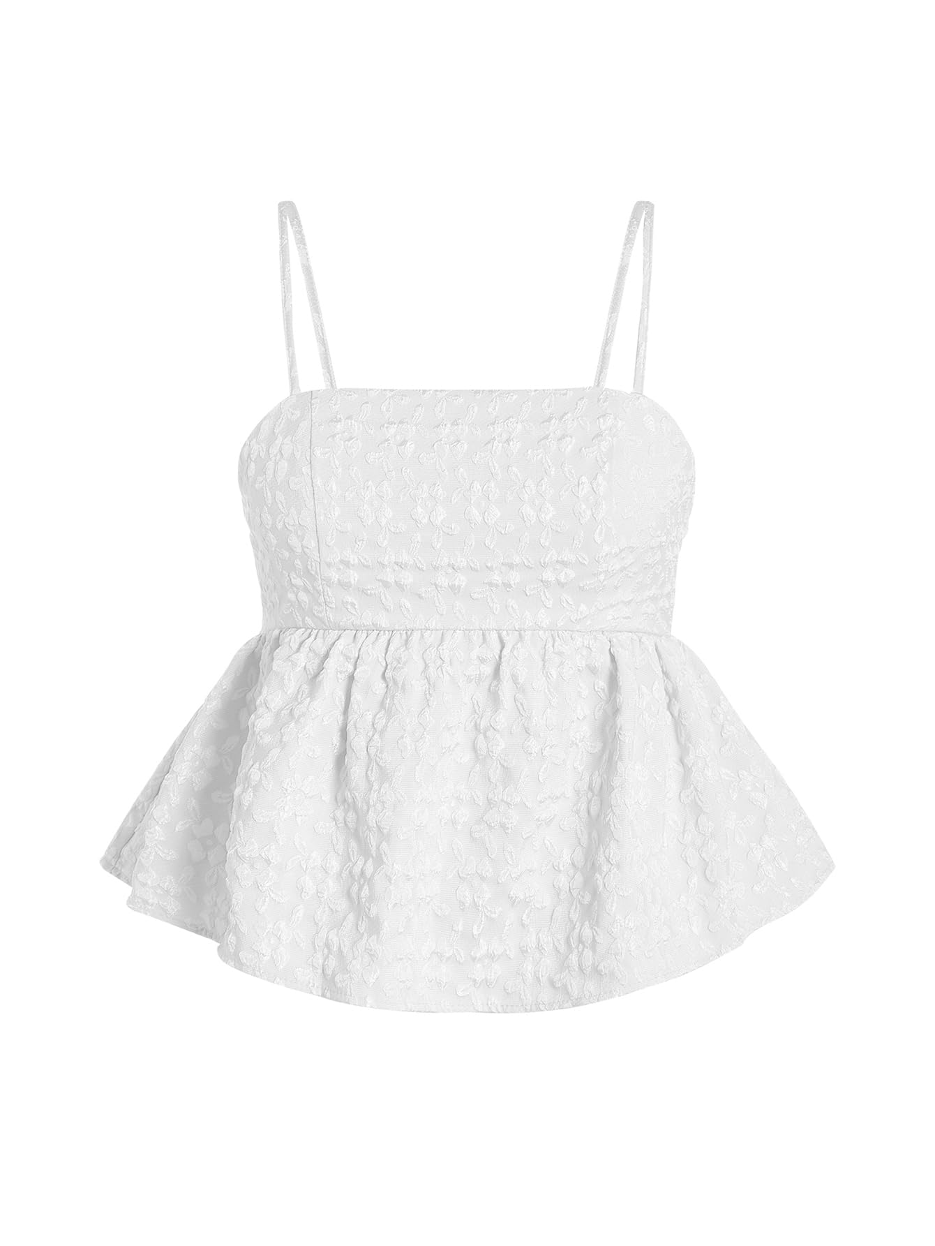 SOLY HUX Summer Babydoll Top for Women Y2k Peplum Cami Crop Tank Tops | Cute, Going Out Outfits, Flowy, Ruffle, Spaghetti Strap