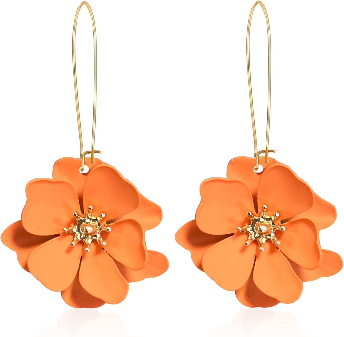 Bohemian Daisy Flower Matte Floral Long Petal Drop Dangle Earrings Layered Tiered for Women Chic Boho Wedding Jewelry