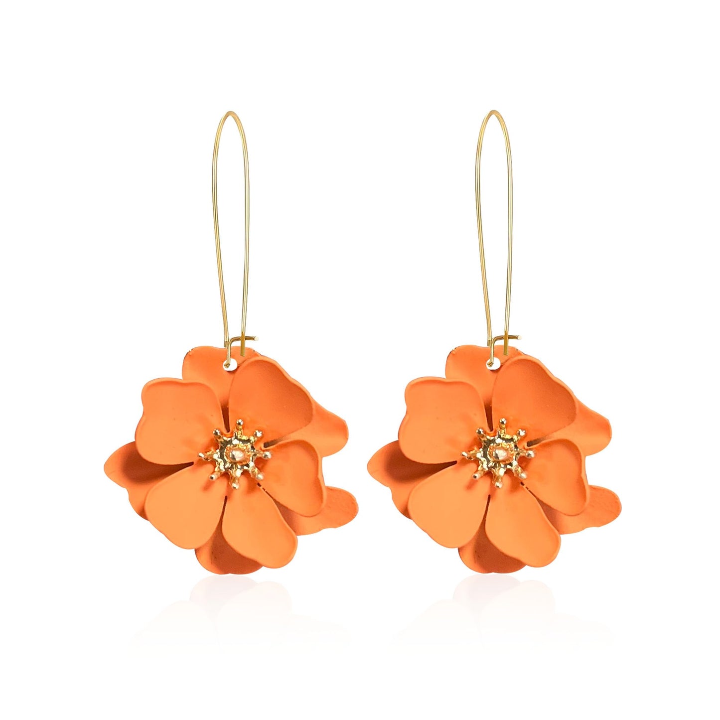 Bohemian Daisy Flower Matte Floral Long Petal Drop Dangle Earrings Layered Tiered for Women Chic Boho Wedding Jewelry