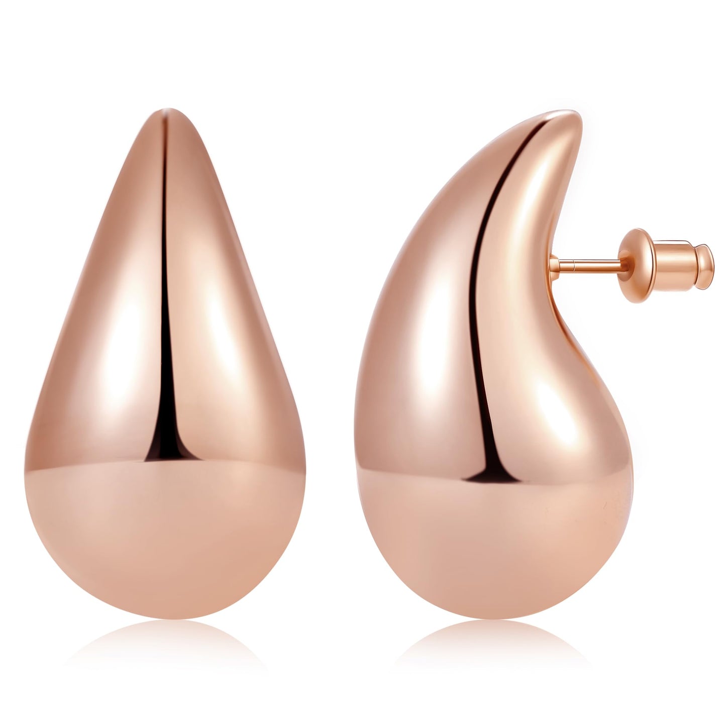 Teardrop Earrings for Women, 14K Gold Plated Chunky Drops | Hypoallergenic Chunky Drop Earrings with 925 Sterling Silver Post, Lightweight Puffy Teardrop Design, Jewelry Gift for Women