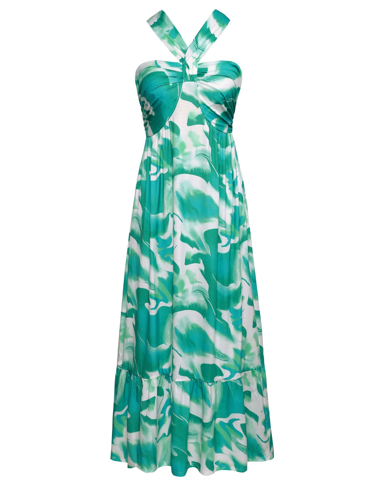 GRACE KARIN Womens Summer Floral Halter Boho Maxi Dresses | 2026 Flowy Criss Cross A Line Long Sundress Casual Tropical Vacation Beach Clothes Wedding Guest Dress With Pocket