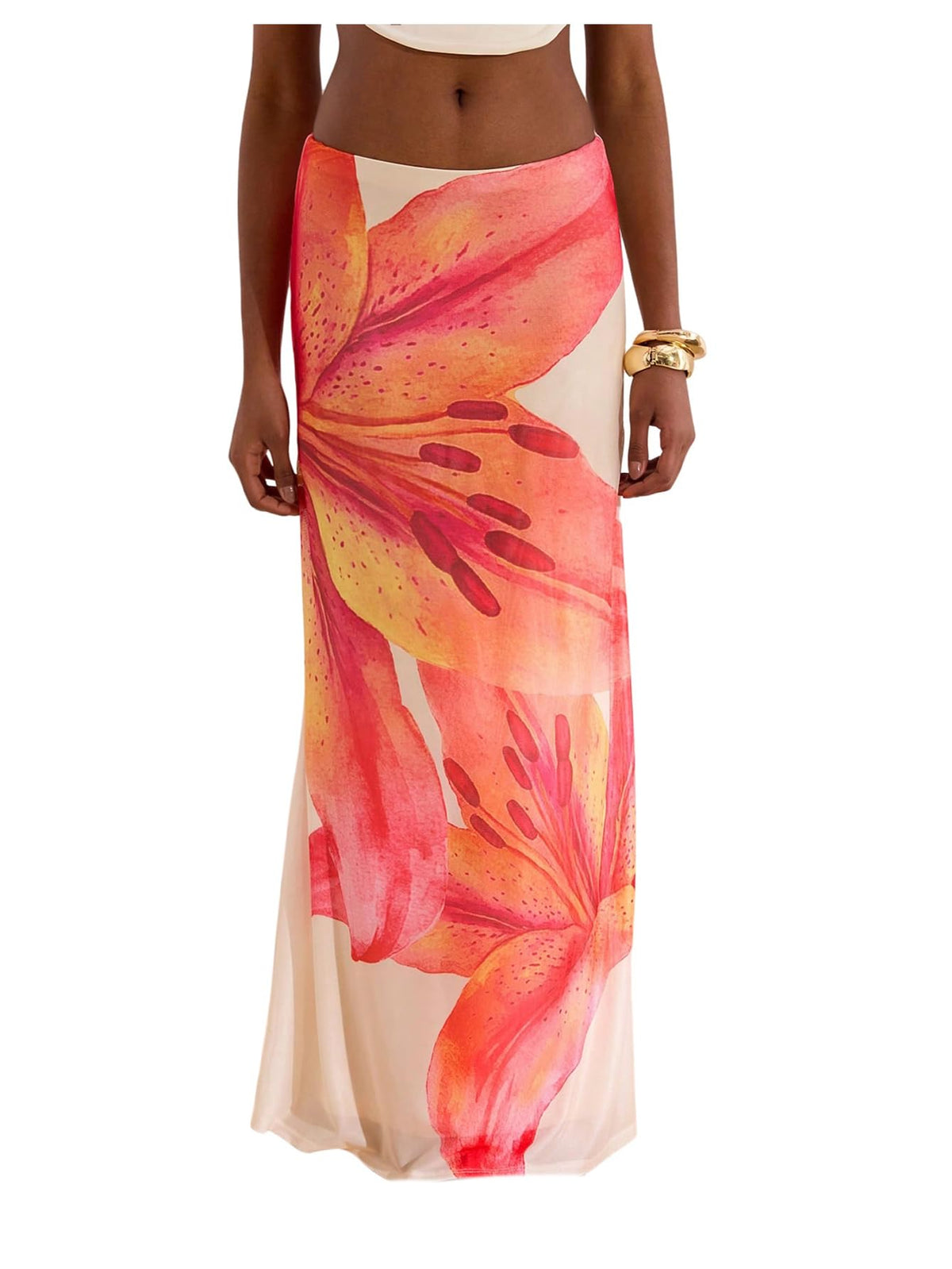 MakeMeChic Women's Long Maxi Skirt Beach Sheer Mesh Skirt | Flowy Skirt, Long Skirt, Beach Skirt, Floral Skirt, Brunch Outfits, Date Night Outfits