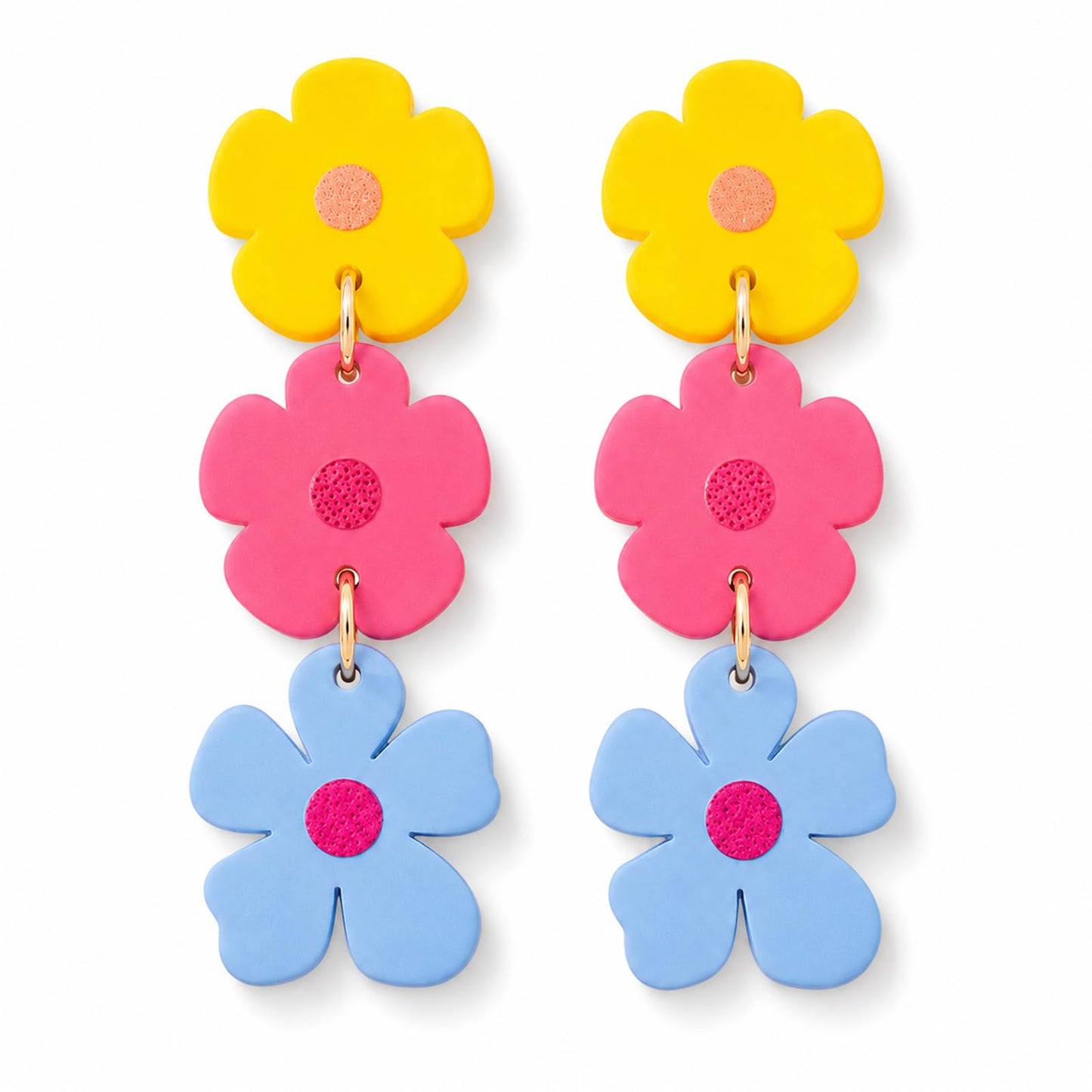 Trendy Fun Summer Earrings for Women Acrylic Floral Beach Earrings Set Cute Vacation Tropical Hawaiian Earrings Beachy Flower Earrings for Women Dangling