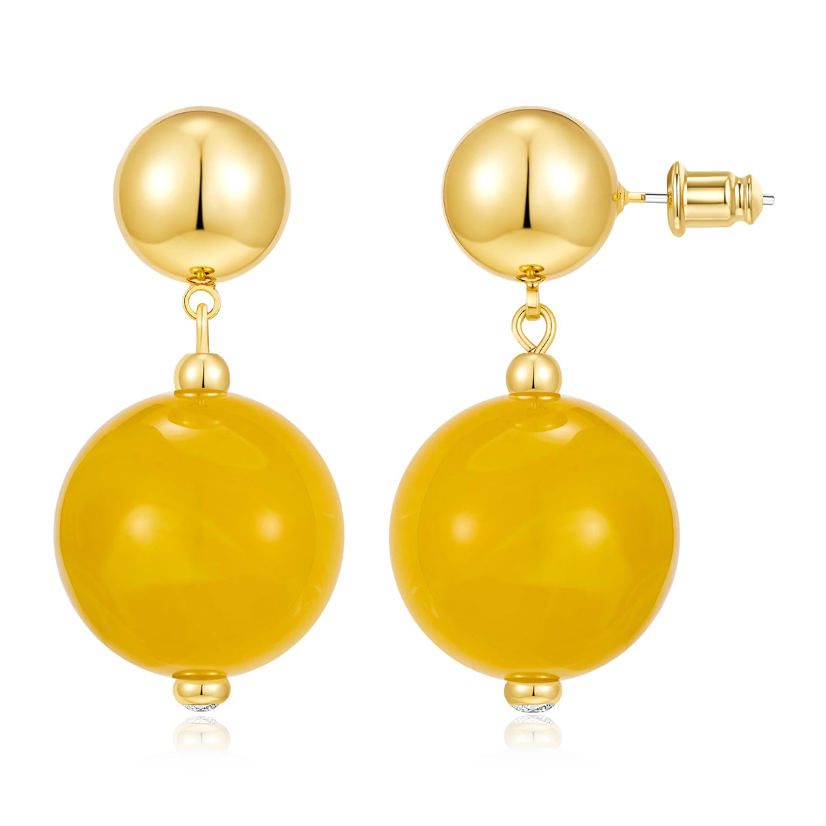14K Gold Plated Chunky Beaded Earrings for Women Trendy Dangle Statement Stud Earring Dainty Summer Beach Womens Earings Big Boho Charm Jewelry Vacation Gift