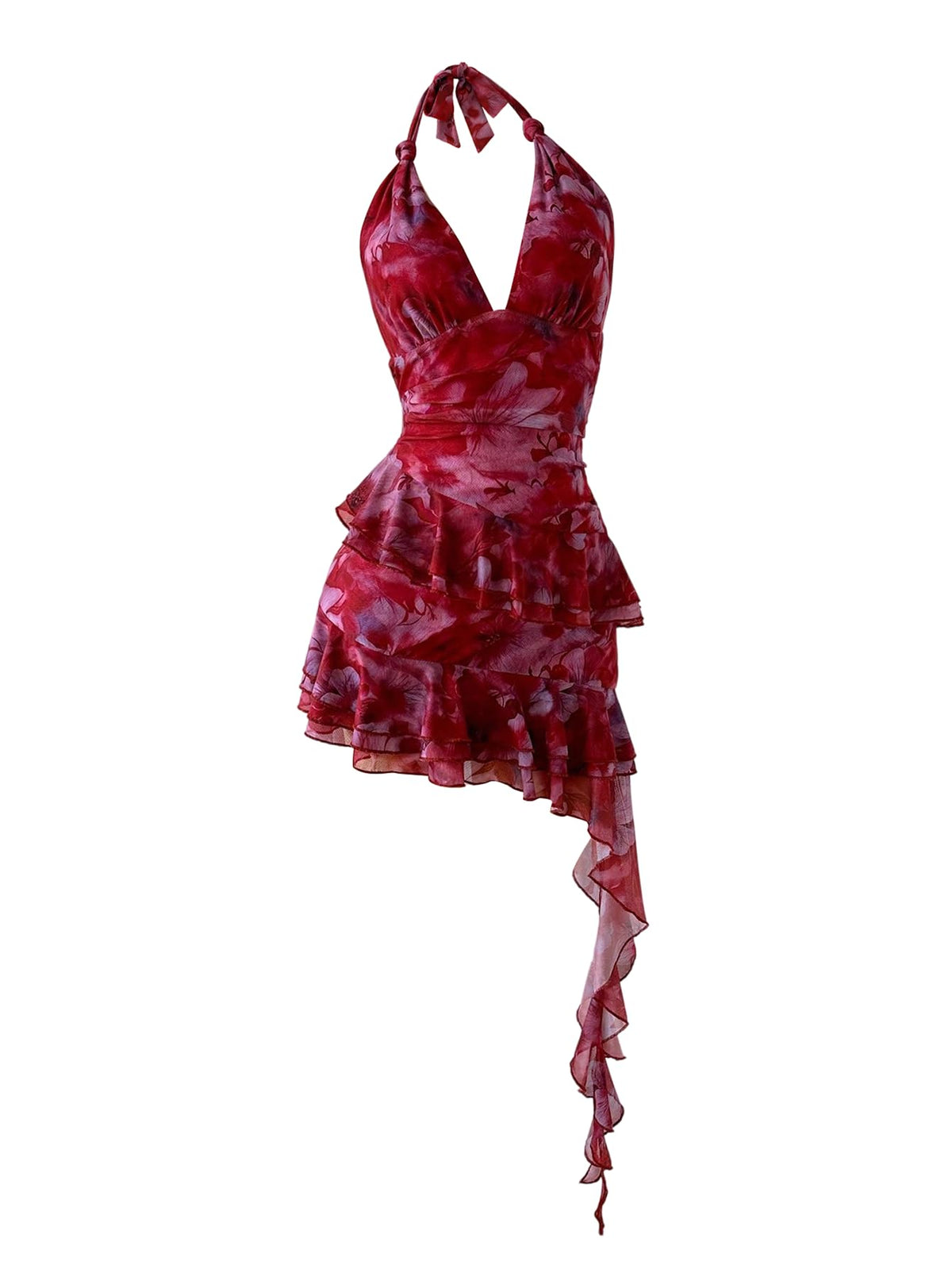 Verdusa Women's Y2k Halter Mini Dress Sexy Asymmetrical Concert Dresses | Tropical Dresses for Women, Going Out Dresses, Wedding Guest Dress, Floral Dress, Mesh Dress