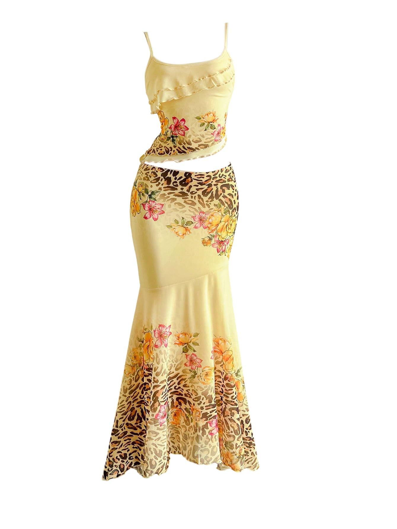 Verdusa Women's Skirt Sets 2 Piece Outfits Cami Top and Maxi Skirt Beach Vacation Spring Break