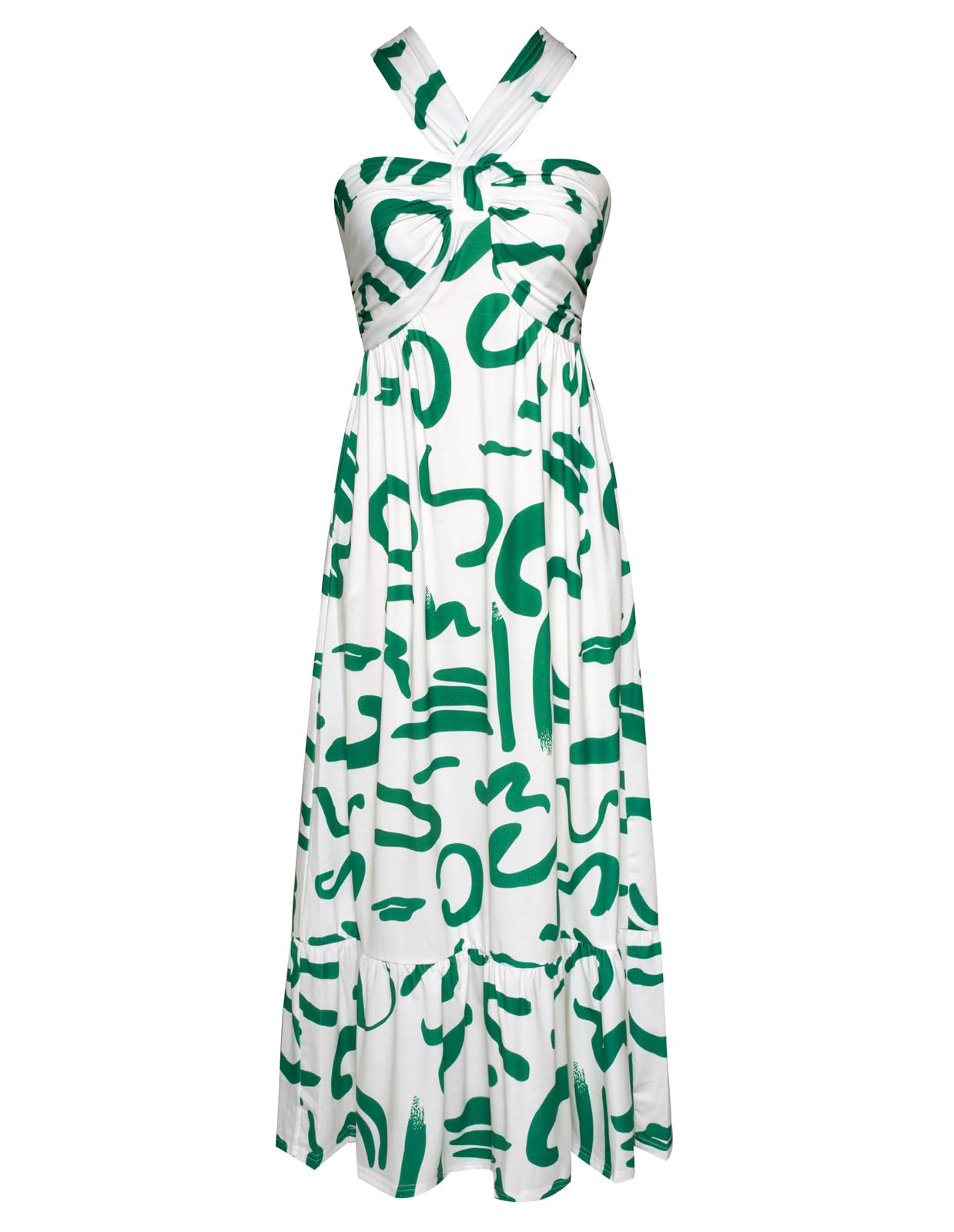 GRACE KARIN Womens Summer Floral Halter Boho Maxi Dresses | 2026 Flowy Criss Cross A Line Long Sundress Casual Tropical Vacation Beach Clothes Wedding Guest Dress With Pocket