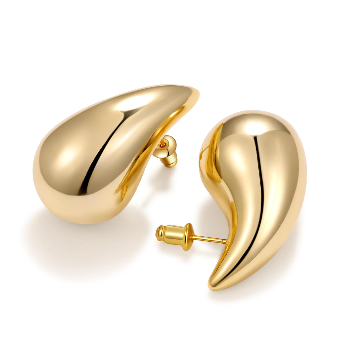 Teardrop Earrings for Women, 14K Gold Plated Chunky Drops | Hypoallergenic Chunky Drop Earrings with 925 Sterling Silver Post, Lightweight Puffy Teardrop Design, Jewelry Gift for Women