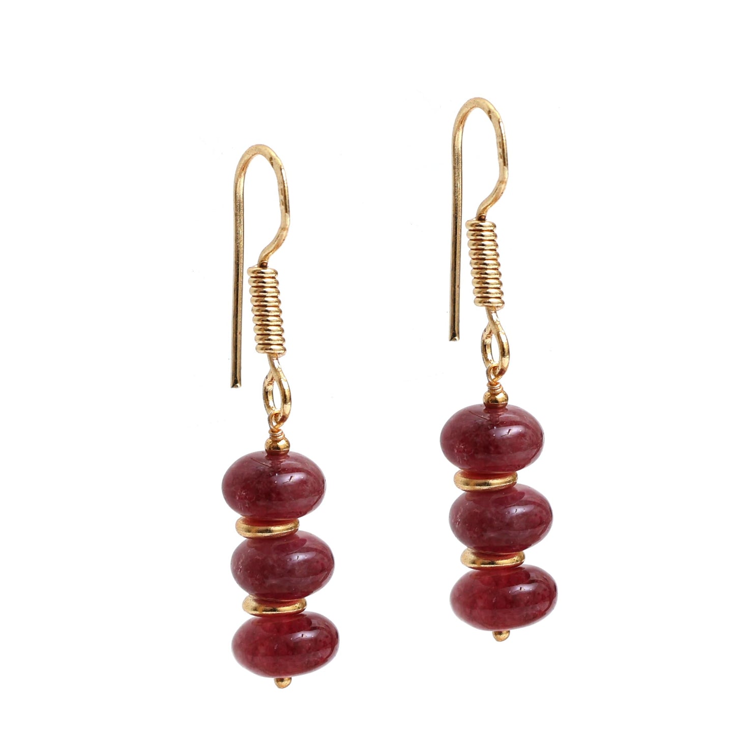 Gempires Beaded Gemstone Dangle Earrings for Women, Boho Gold Birthstone | 20+ natural stones & birthstones | Hypoallergenic gold-plated brass | Lightweight handmade boho drops