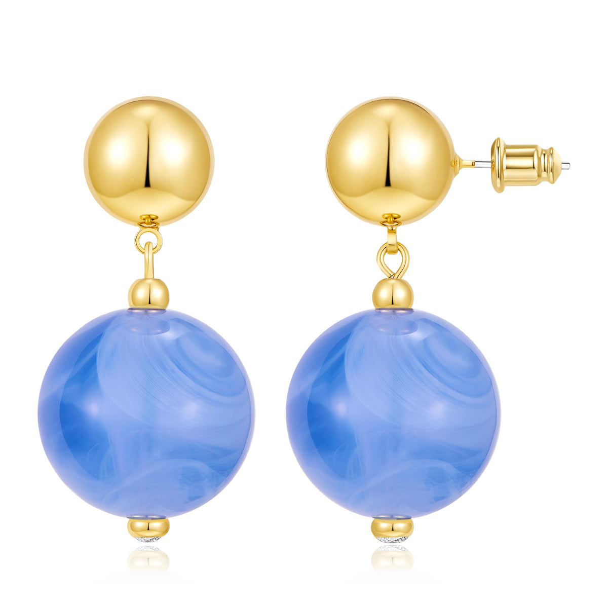 14K Gold Plated Chunky Beaded Earrings for Women Trendy Dangle Statement Stud Earring Dainty Summer Beach Womens Earings Big Boho Charm Jewelry Vacation Gift