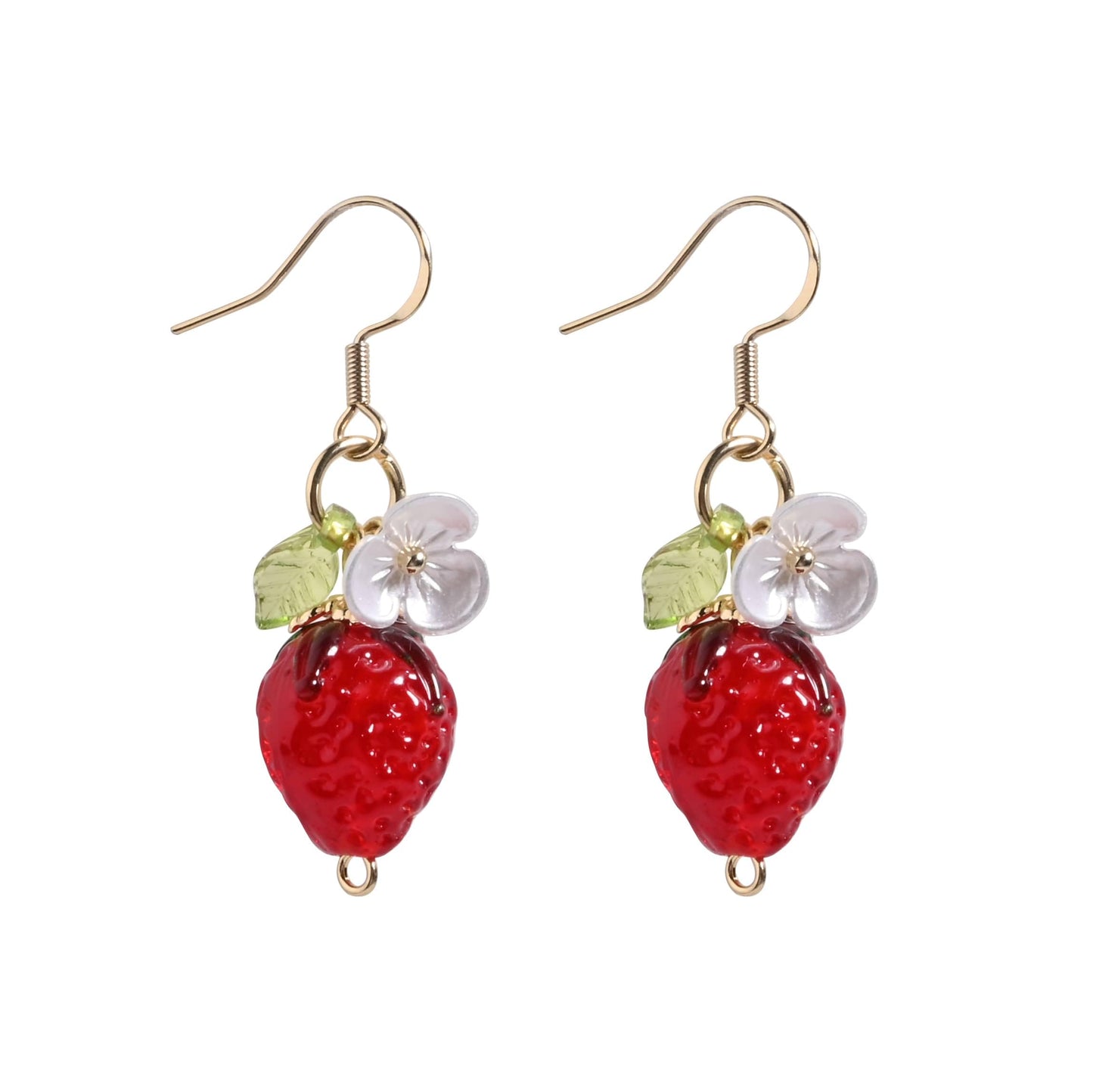 Orange Lemon Strawberry Imported Czech Glass Beads Earrings Handmade Bowtie Fruits Dangling Stud Earrings For Women