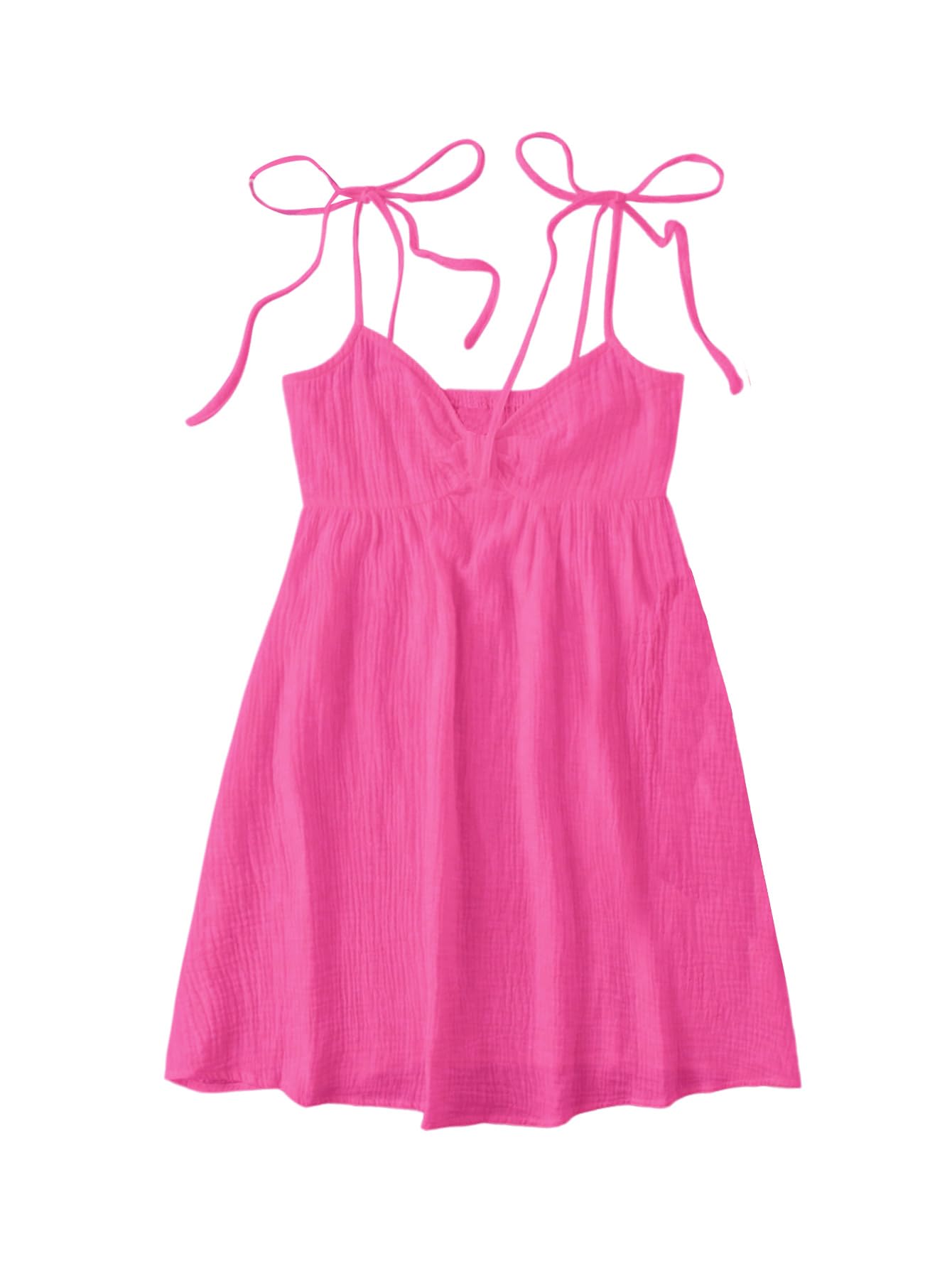 SOLY HUX Women's Summer Mini Sun Dress Cami Tie Shoulder Babydoll Dresses | A Line, Y2k, Cute, Casual, Babydoll Dresses