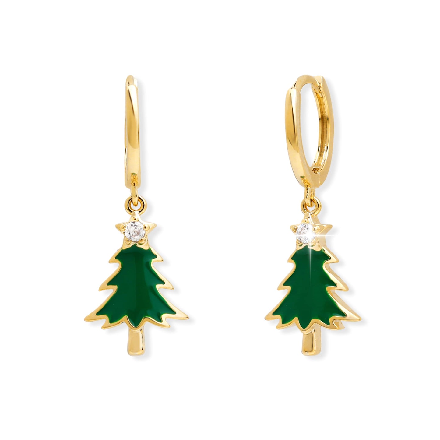 Jean Beau Gold Hoop Dangle Earrings for Women, Trendy Dainty Rhinestone CZ Christmas Tree Clover Starfish Drop Earrings Fashion Holiday Party Jewelry Gift