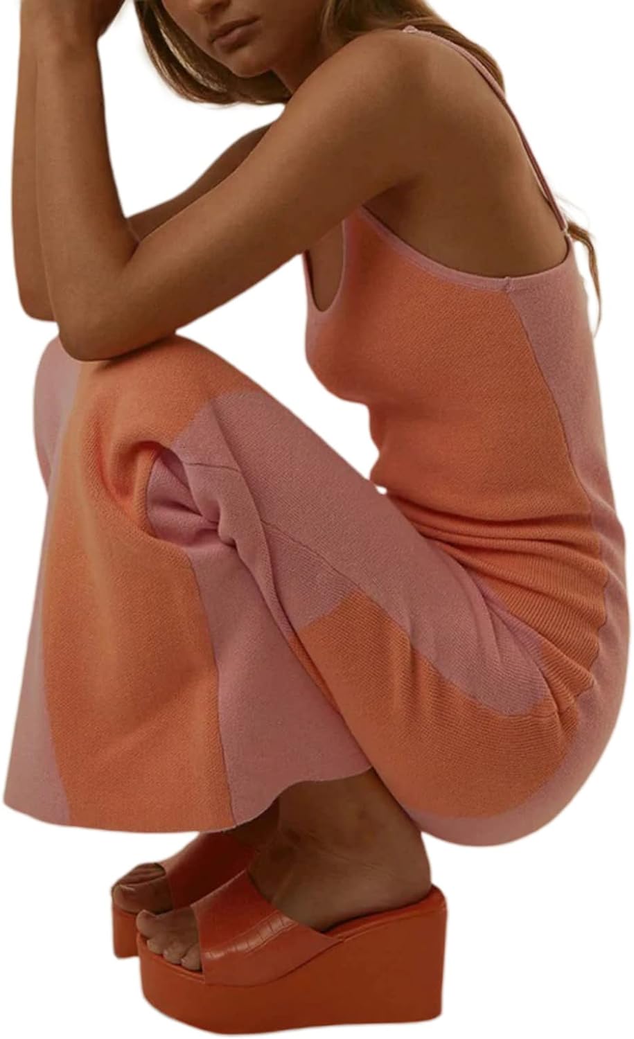 Fabumily Sexy Knit Bodycon Dress for Women Sleeveless Spaghetti Strap Cut Out Maxi Dress Backless Y2K Summer Beach Dresses