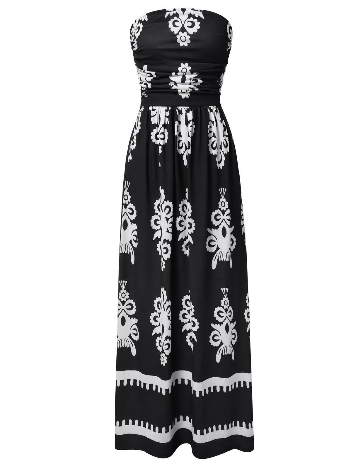 GRACE KARIN Women Strapless Dress Casual Loose Ruched Long Maxi Dress with Pockets
